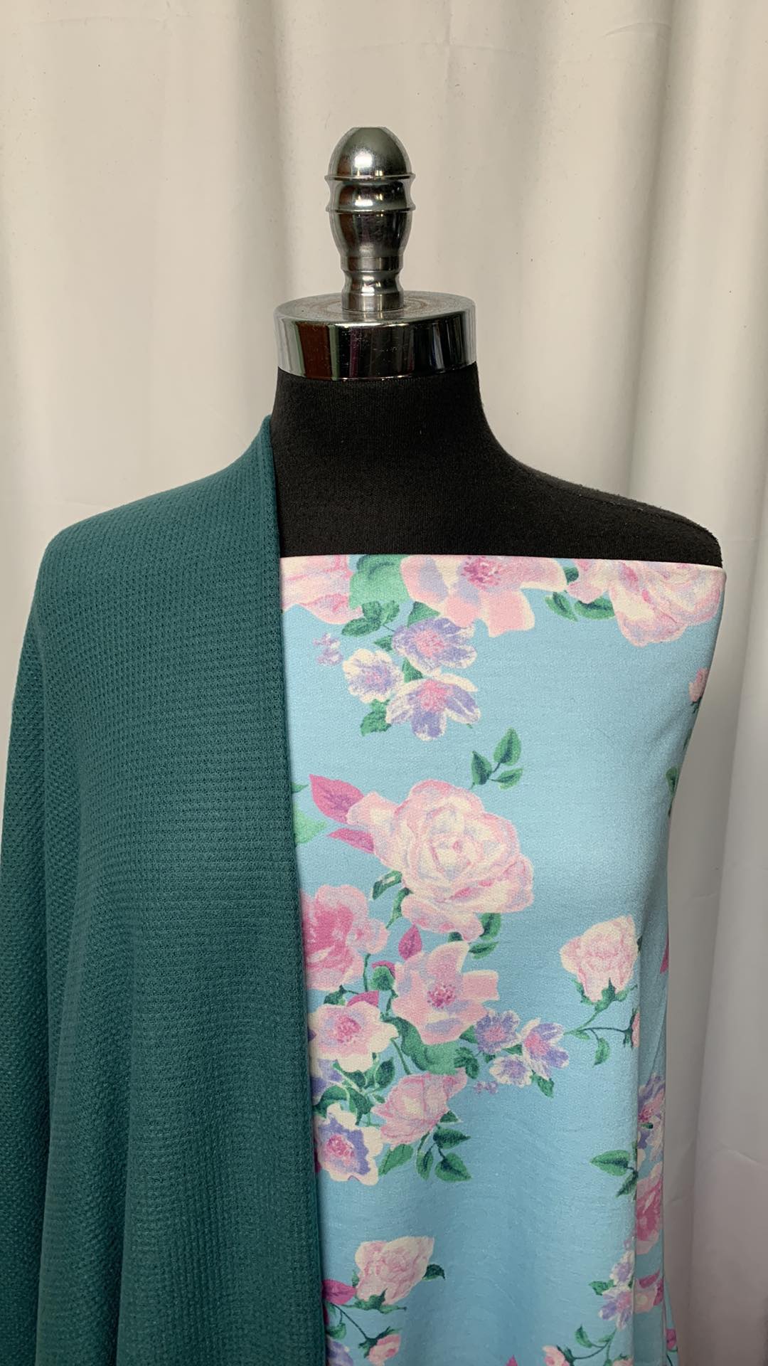 LIGHT BLUE FLORAL BUNDLE : 2YD Light Blue Floral PRS FT & 2YD Teal Brushed Thermal : A1574
