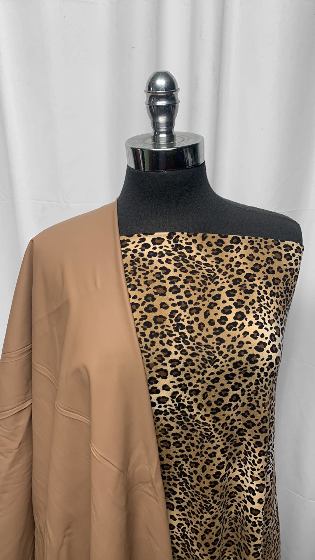 CAMEL/LEOPARD BUNDLE : 2YD Leopard DBP & 2YD Camel Stretch Vinyl w/Black Satin Back : A25197