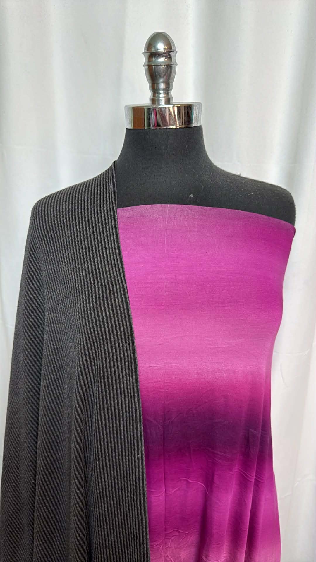 CHARCOAL/FUCHSIA OMBRE BUNDLE : 2YD Charcoal Urban Rib & 2YD Fuchsia Ombre Modal/Spandex : A29347