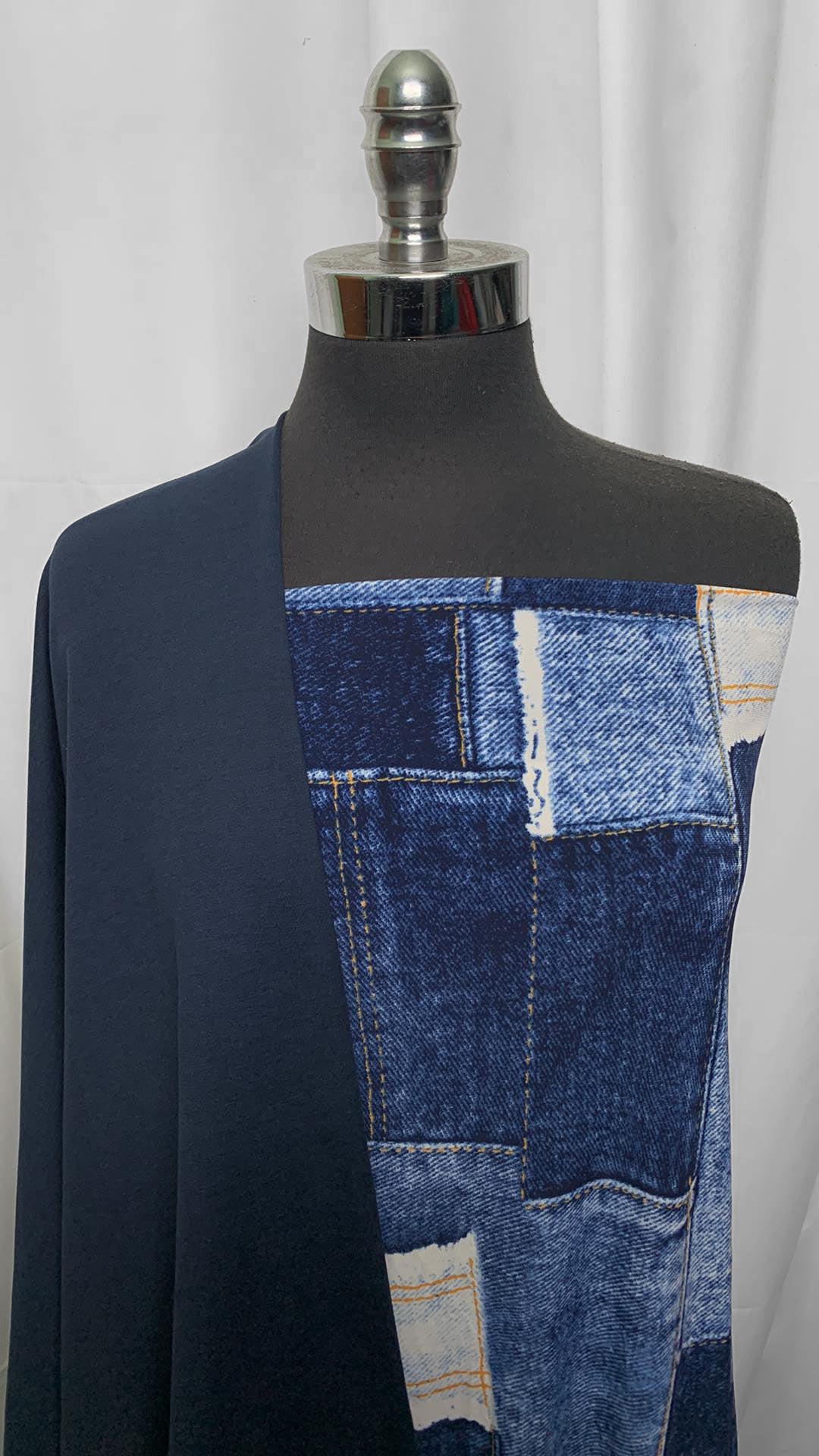 NAVY/DENIM BUNDLE : 3YD Denim ITY & 1YD Navy Peached PF : A25463