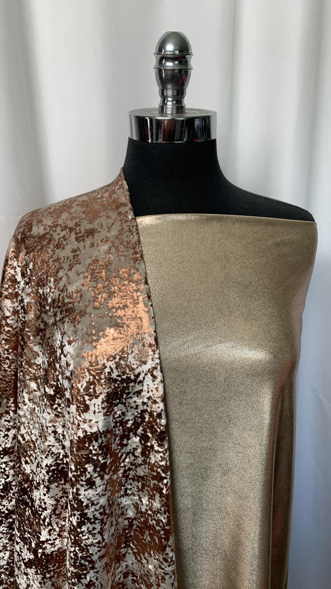 DOUBLE GOLD BUNDLE : 2YD Gold Shimmer PF & 2YD Rose Gold Foil Stretch Velvet : A1964
