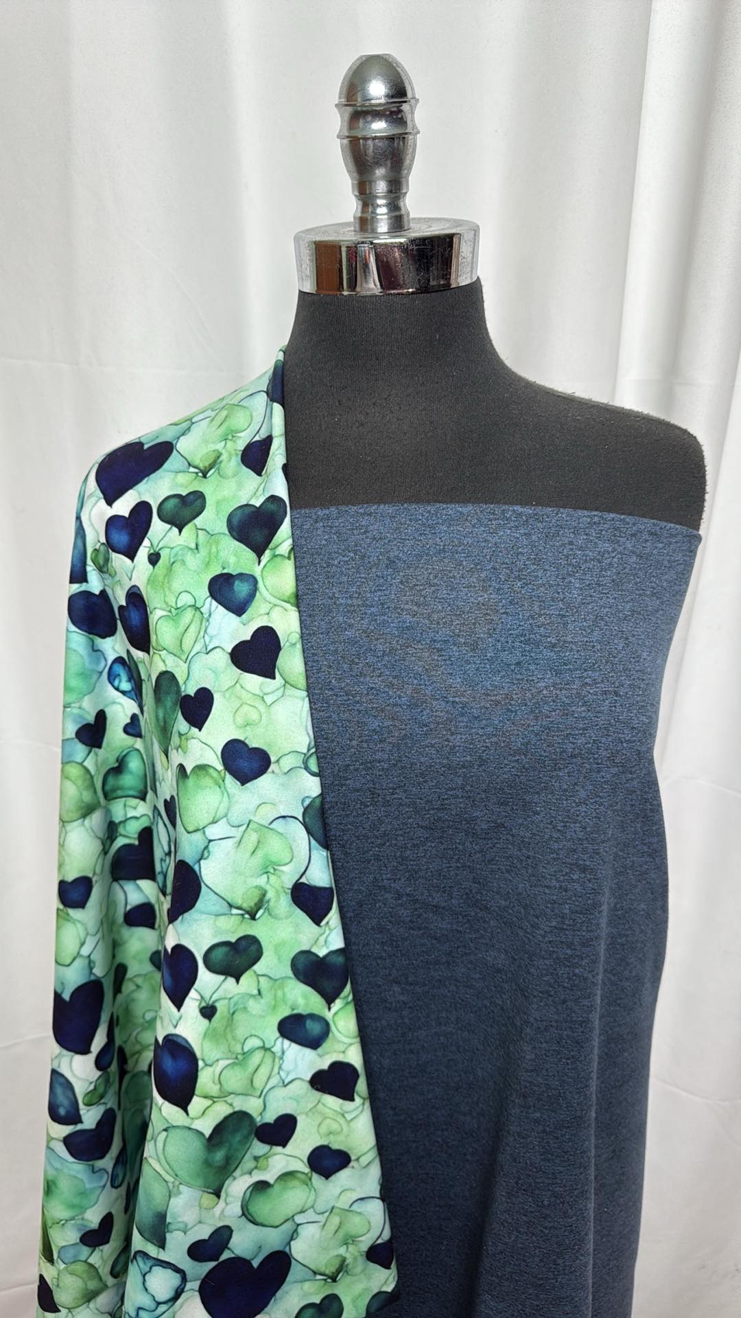 BLUE-BLACK/EMERALD AFFECTION BUNDLE : 2YD Blue/Black Peached PF & 24" Cut of Emerald Affection Single-Brushed PF : A27044