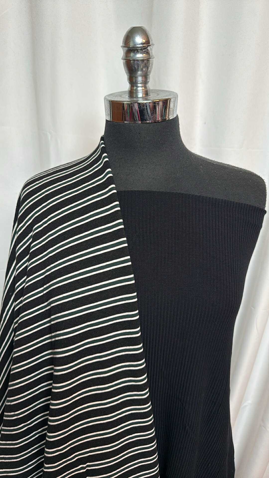 BLACK/BLACK STRIPE BUNDLE : 2YD Black Stripe Brushed C/S FT & 2YD Black C/S Rib : A28569