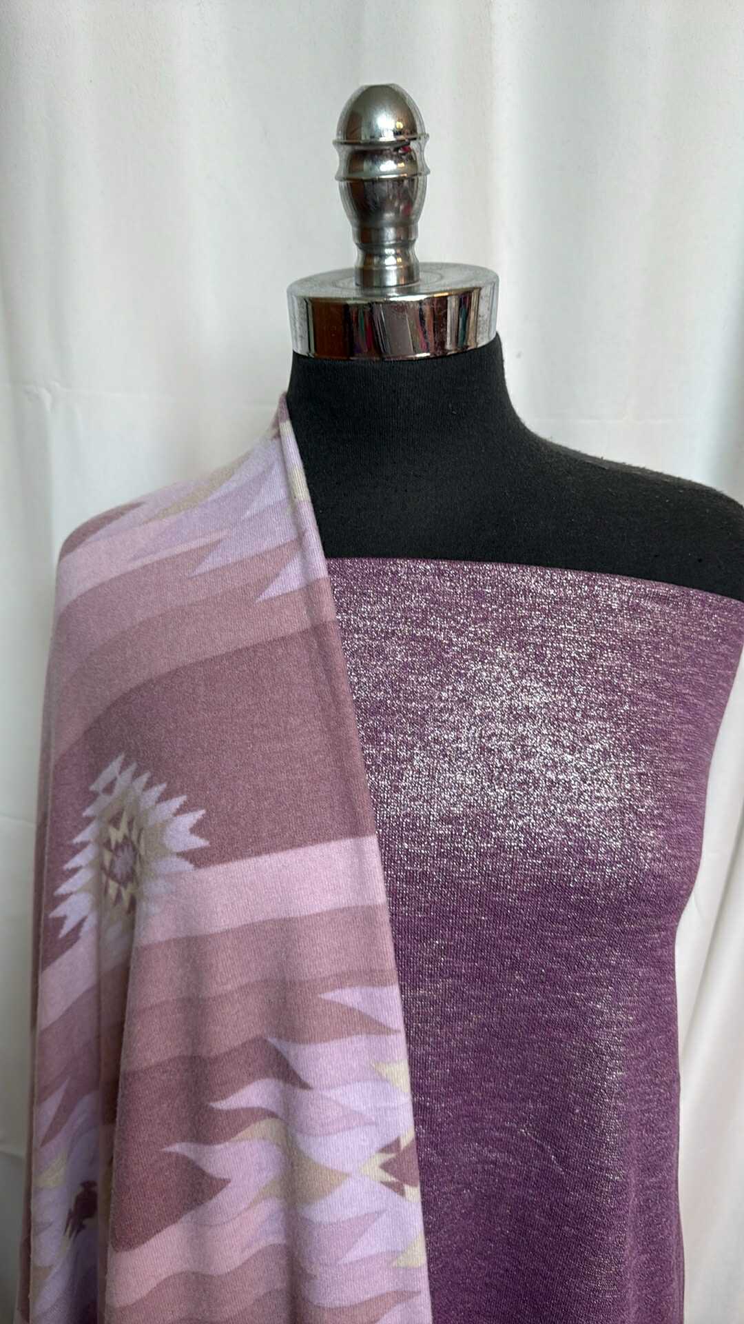 PURPLE FOIL/SOUTHWEST BUNDLE : 2YD Purple Foil Hacci SK & 2YD Southwest Brushed Hacci SK : A28641