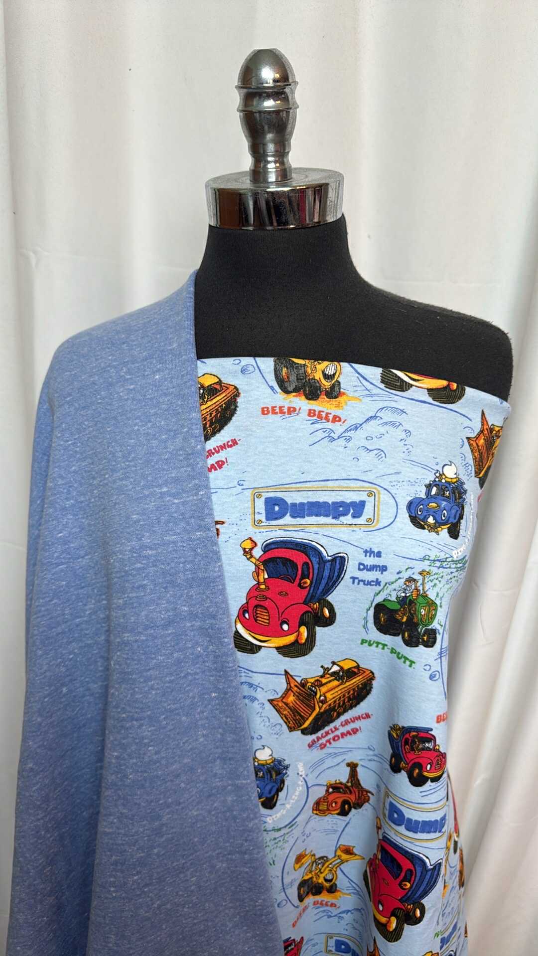 BLUE DUMPY BUNDLE : 1.5YD Blue Sweatshirt Fleece & 1.5YD Dumpy 100% Cotton 1x1 Rib : A27918