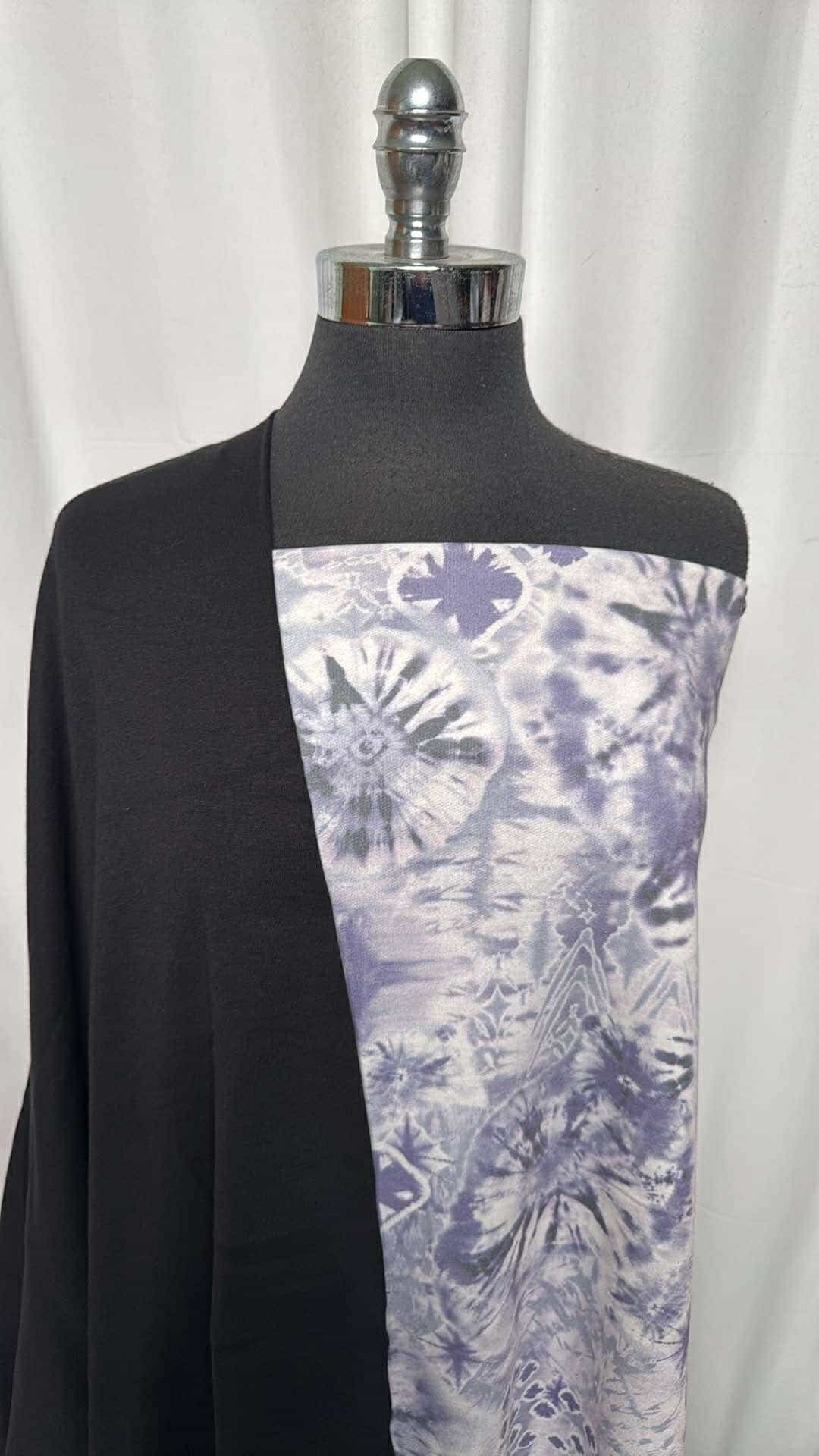BLACK/LILAC TIE DYE BUNDLE : 1YD Black Cotton Rib & 1YD Lilac Tie Dye PRS FT : A26573