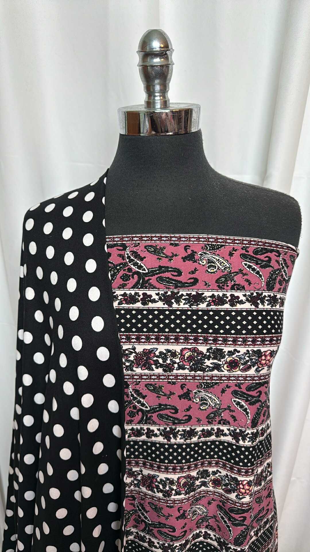 PAISLEY STRIPE/DOT BUNDLE : 2YD Paisley Stripe SBP & 2YD Black/White Dot DBP : A27568