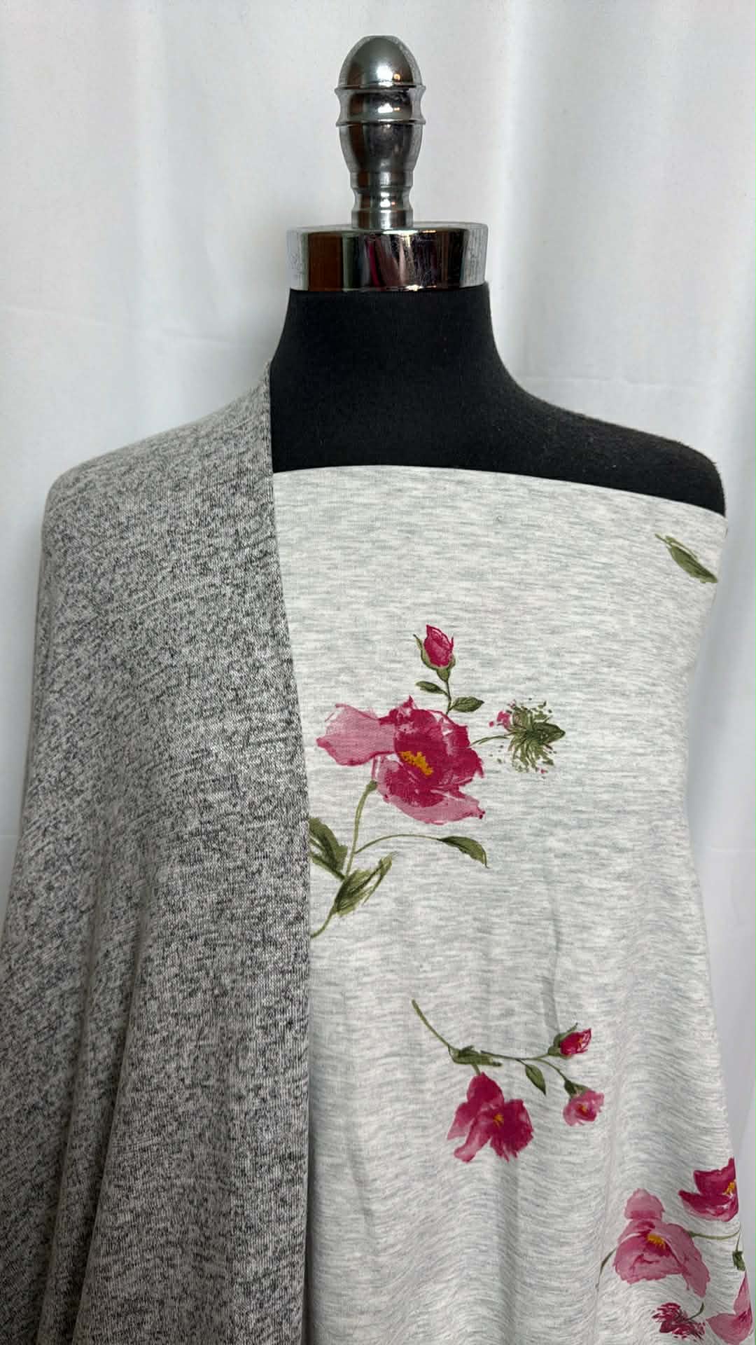 GREY FLORAL BUNDLE : 2YD Heather Grey Floral PRS FT & 2YD Brushed Hacci SK : A29425