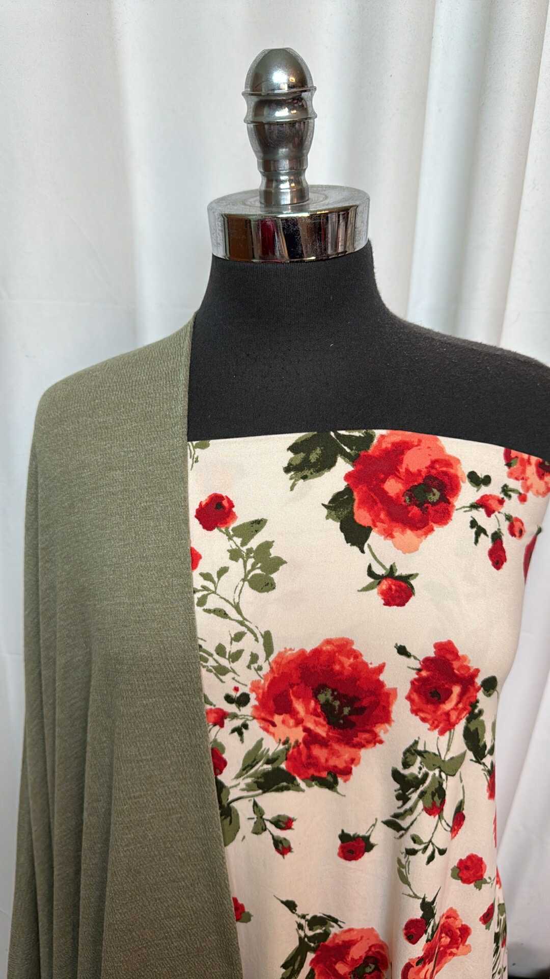 OLIVE/IVORY FLORAL BUNDLE : 2YD Ivory Floral DBP & 2YD Olive Knit Gauze : A27713