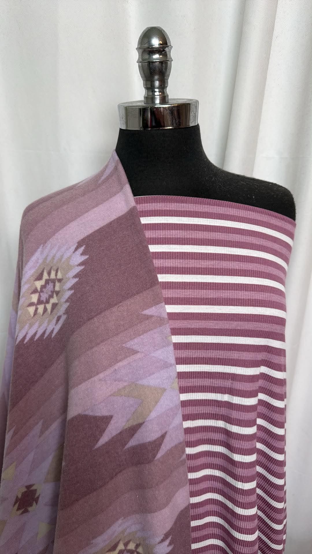 SOUTHWEST/STRIPE BUNDLE : 2YD Stripe R/S Rib & 2YD Southwest Brushed Hacci SK : A30675