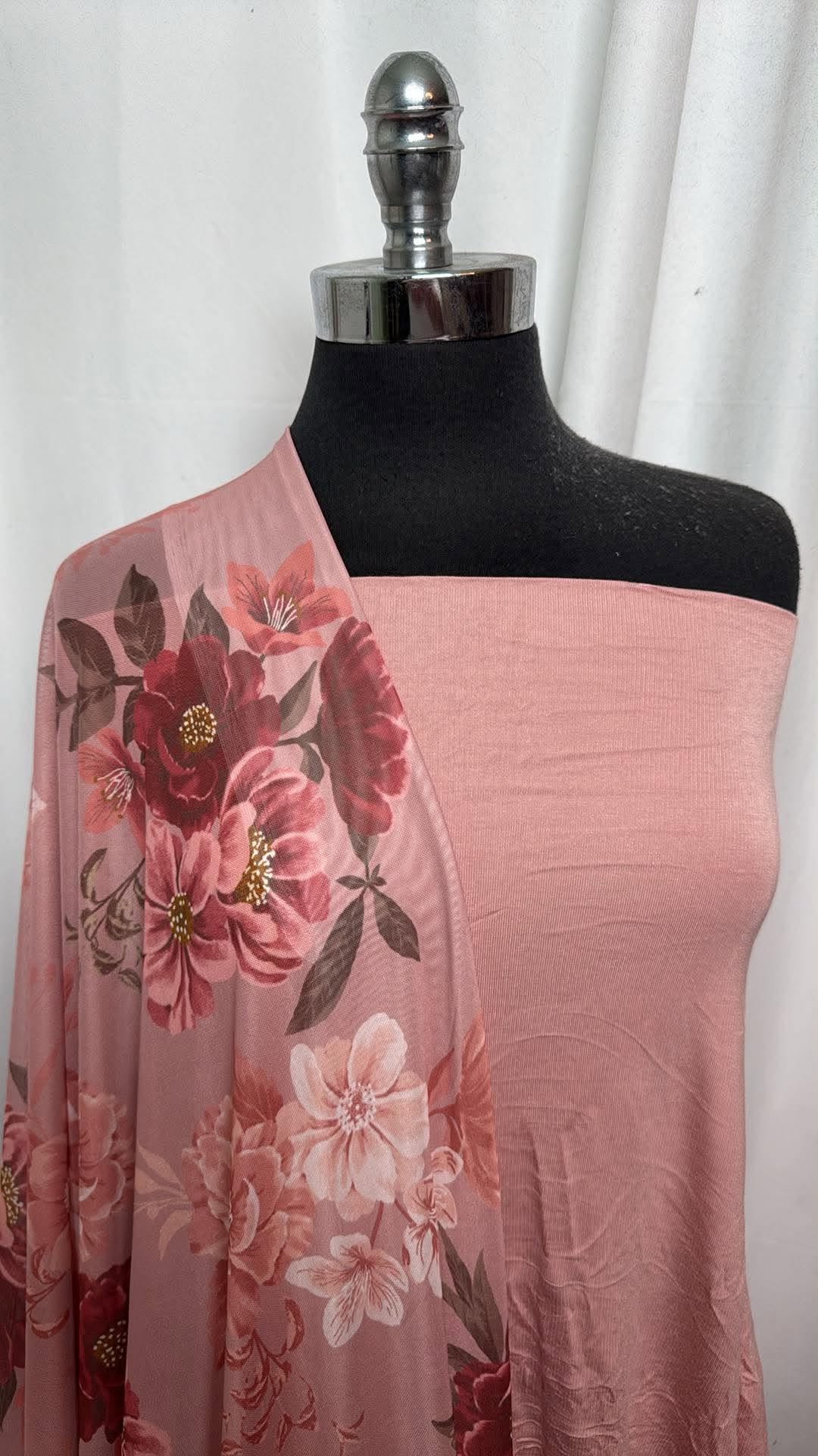 BLUSH FLORAL BUNDLE : 2YD Blush R/S & 2YD Blush Floral Stretch Mesh : A31041