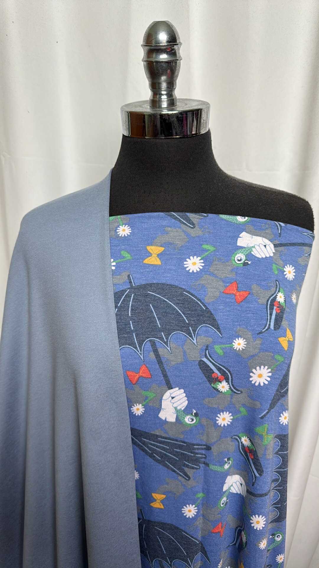 BLUE-GREY/UMBRELLA BUNDLE : 3YD Umbrella PRS Jersey & 2YD Blue-Grey Peached PF : A28194