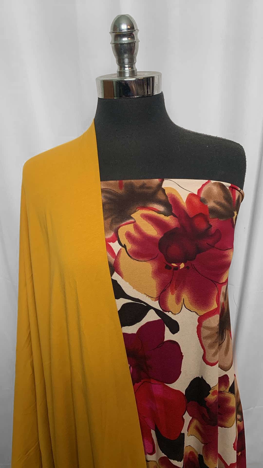MUSTARD/BURGUNDY FLORAL BUNDLE : 2YD Burgundy Floral R/S & 2YD Mustard MVC : A26013