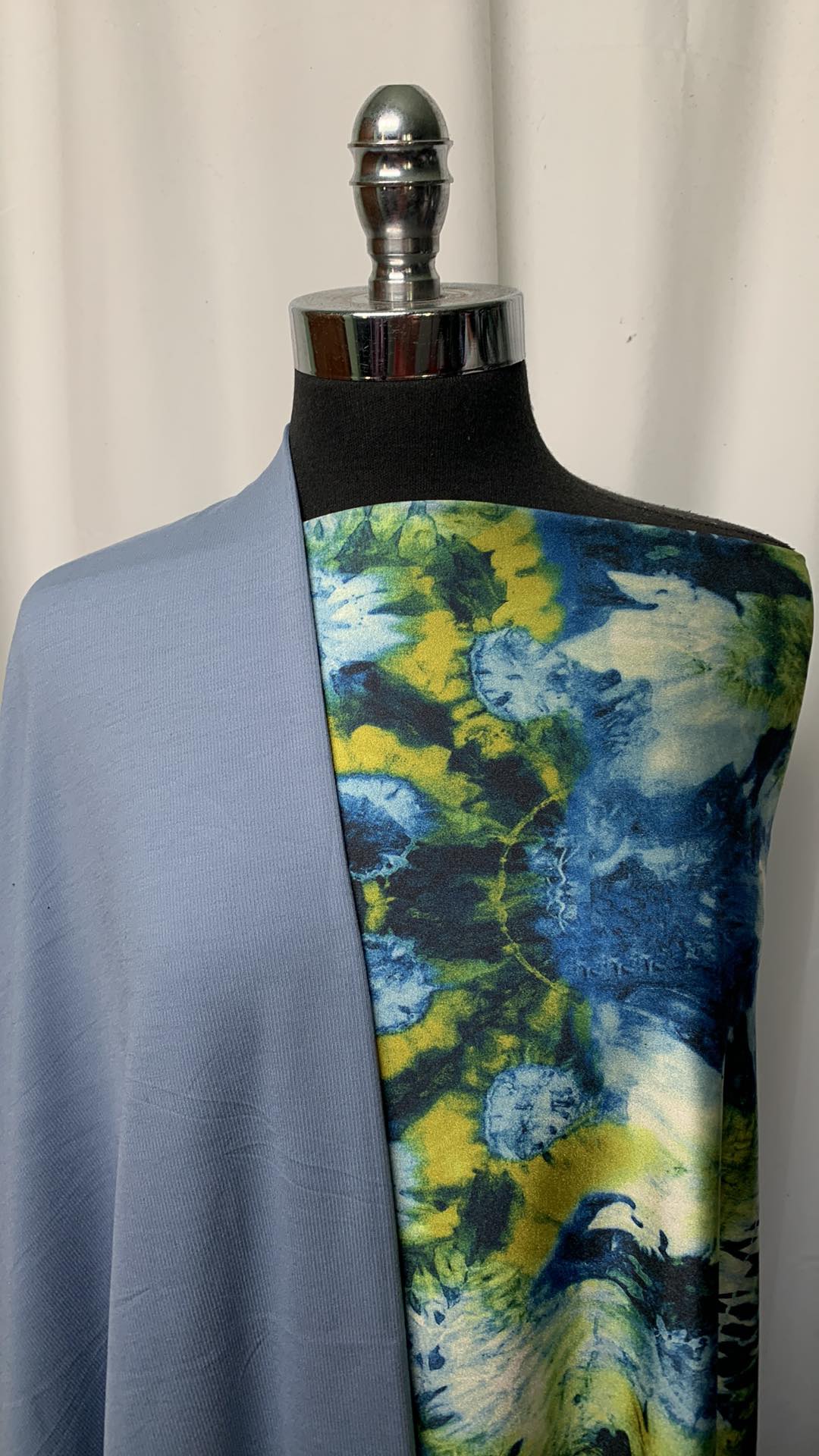 BLUE/GREEN TIE DYE BUNDLE : 1.5YD Rib PF & 2YD Tie Dye Yoga PF : A1598