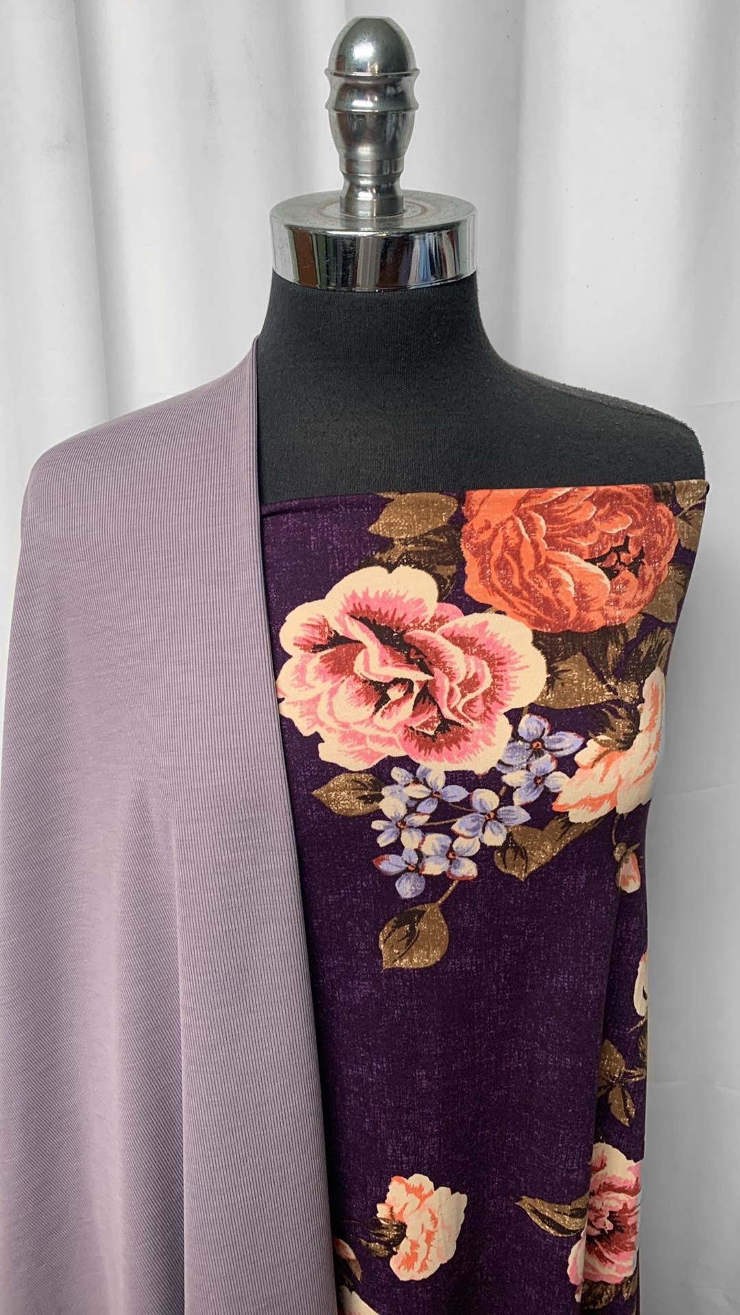 PURPLE FLORAL BUNDLE : 2YD Variegated Ribbed PF & 2YD Purple Floral DBP : A25316