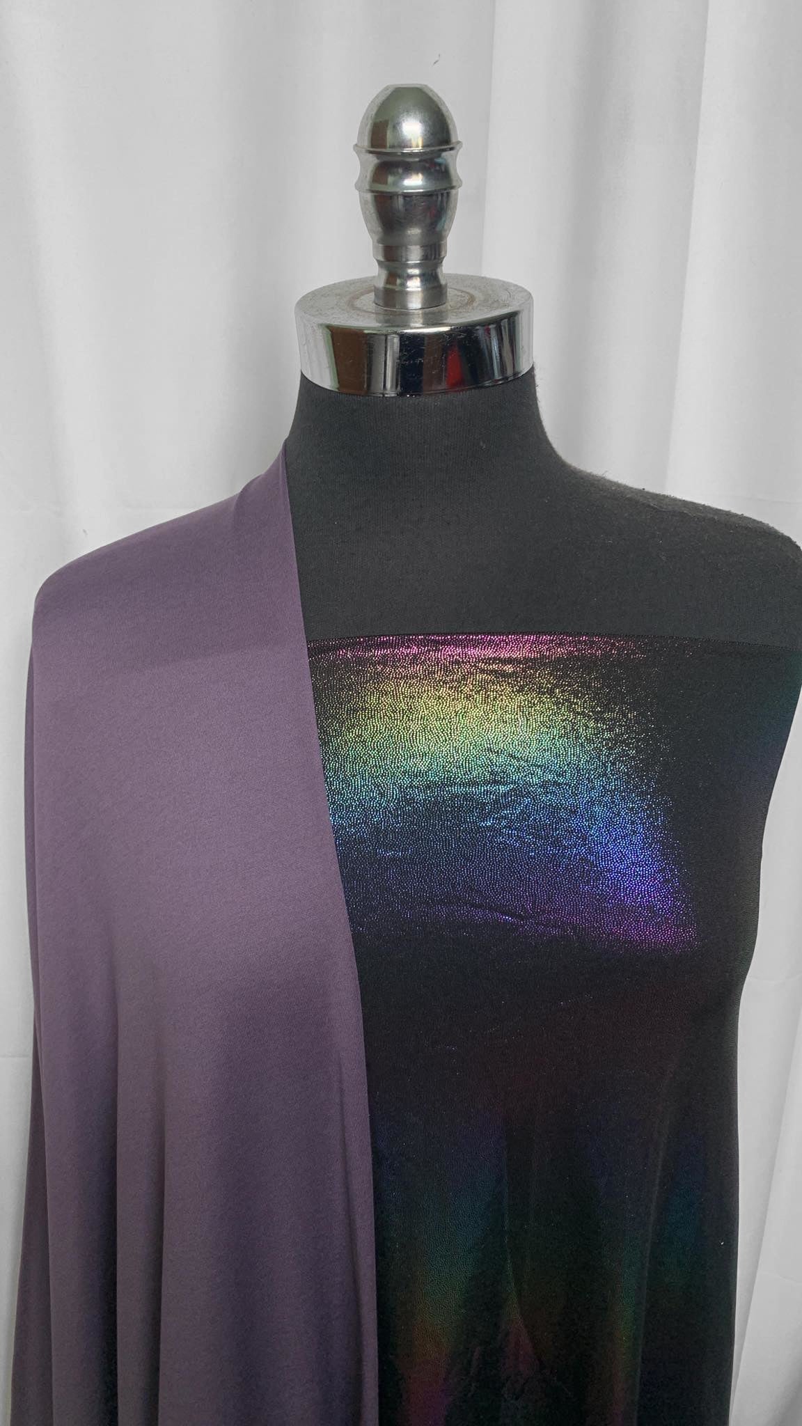 RAINBOW FOIL/HAZE BUNDLE : 2YD Rainbow Foil ITY (4-Way Stretch) & 1.5YD Purple Haze Featherweight PF : A25537
