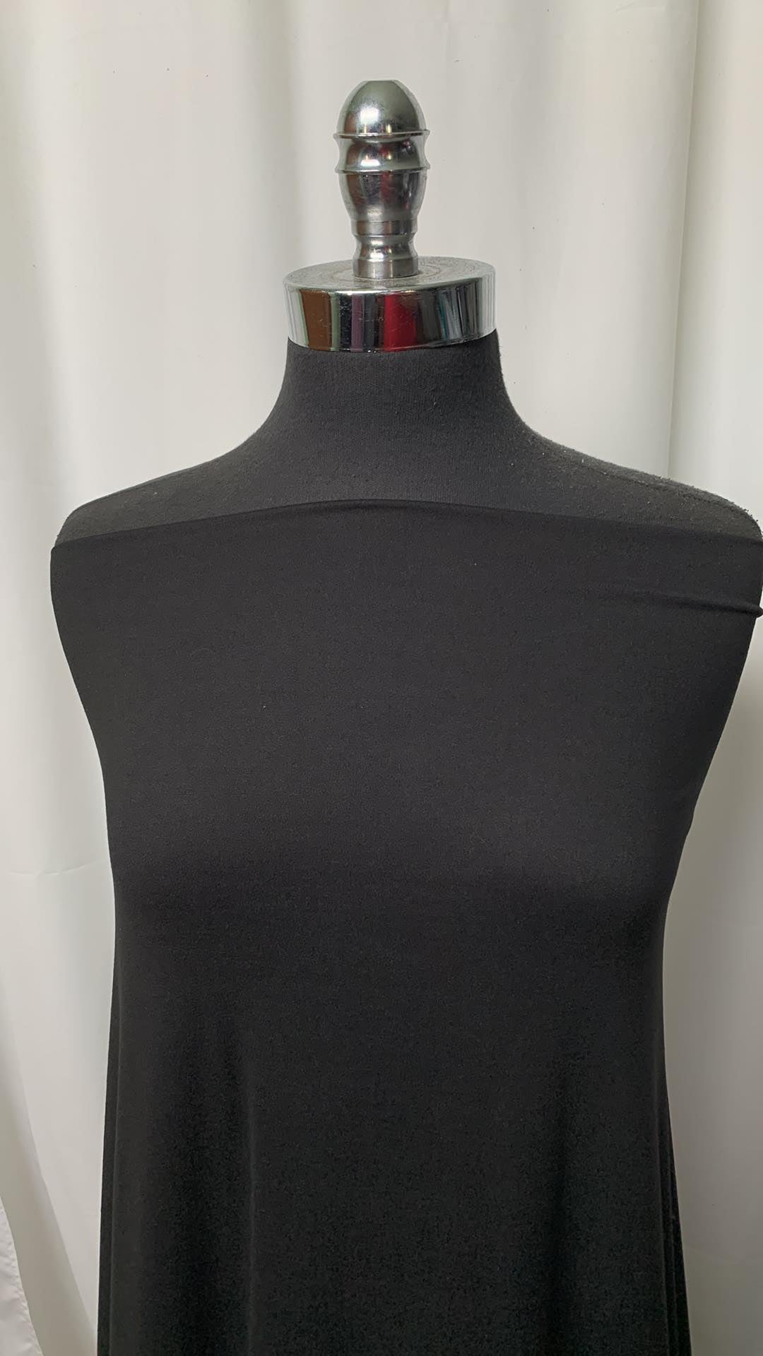 Solid Black - Double Brushed Poly Spandex - 2 Yard Cut