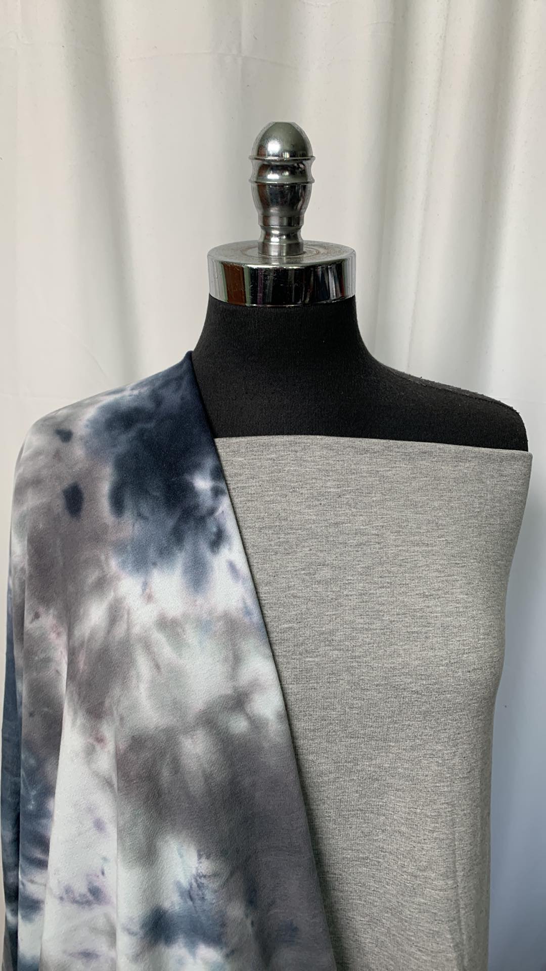 GREY/NAVY TIE DYE BUNDLE : 2YD Heather Grey Brushed FT & 2YD Tie Dye C/P FT : A1923