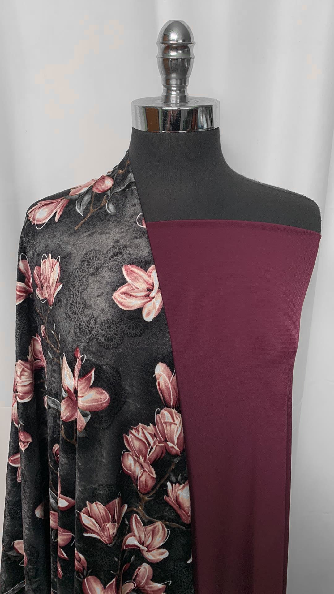 FLORAL VELVET BUNDLE : 3YD ITY & 2YD Floral Stretch Crushed Velvet : A2190
