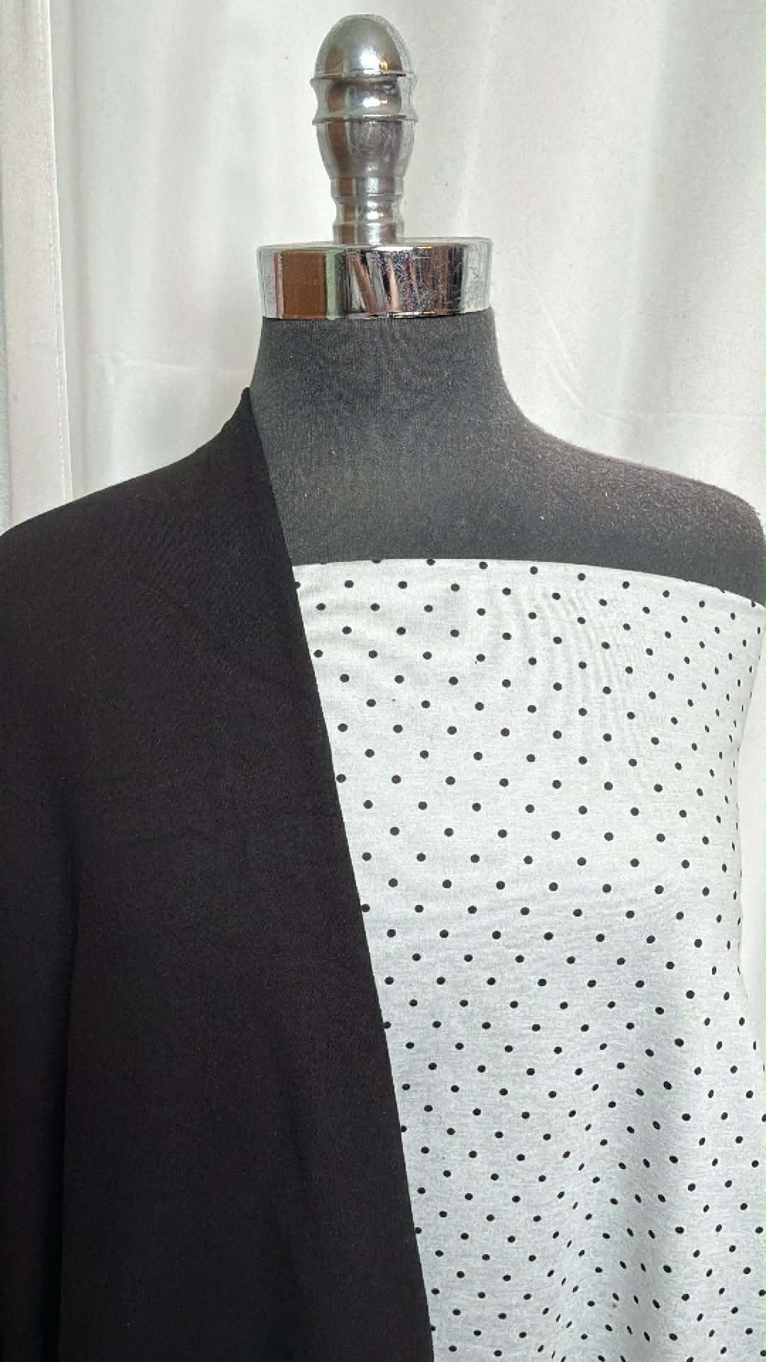 BLACK/GREY DOT BUNDLE : 1+YD Grey/Black Dot Peached PF & 1+YD Black Bamboo C/S FT : A29815