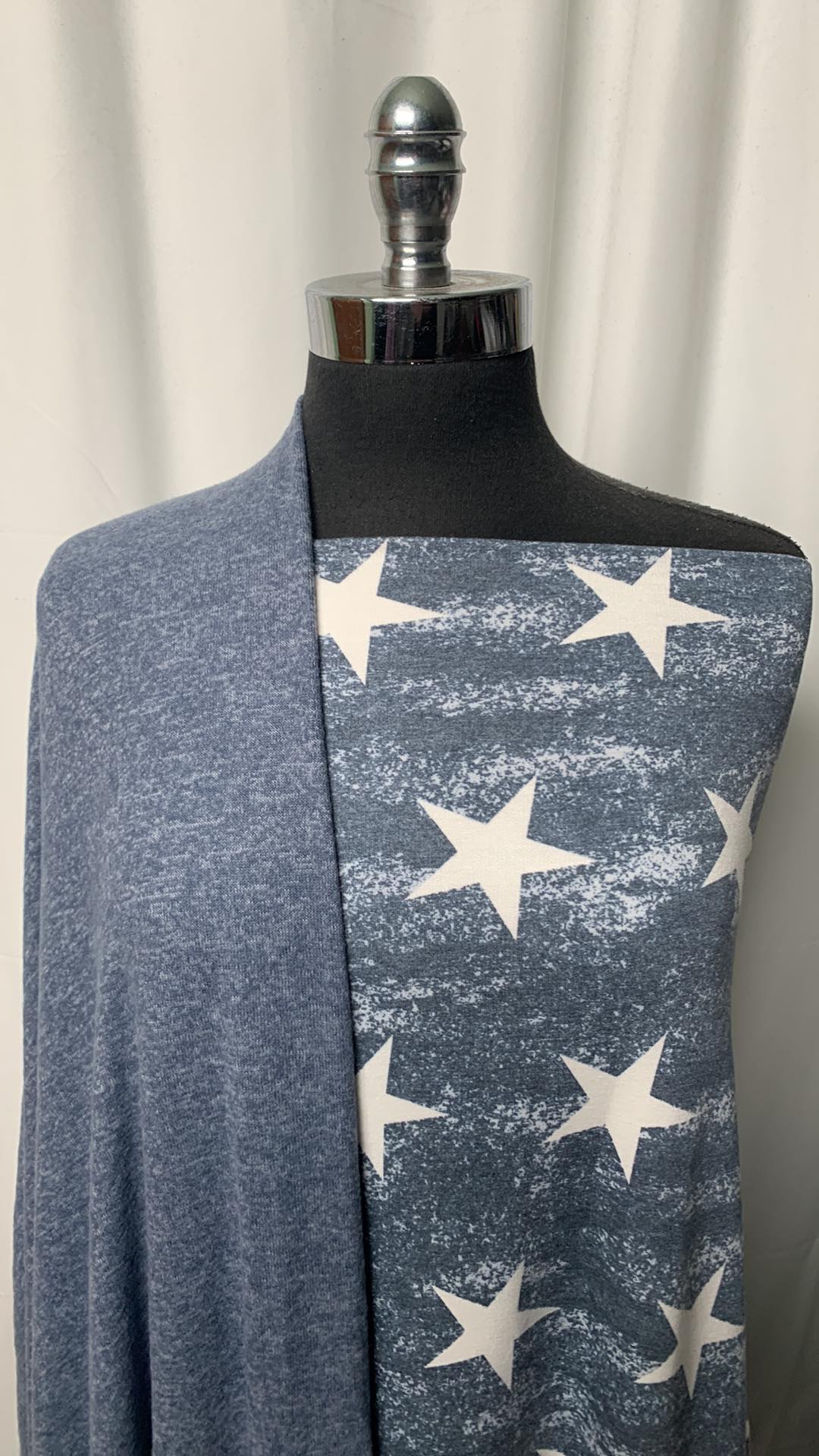 BLUE STAR BUNDLE : 2YD Blue Brushed Hacci SK & 2YD Star PRS FT : A1917