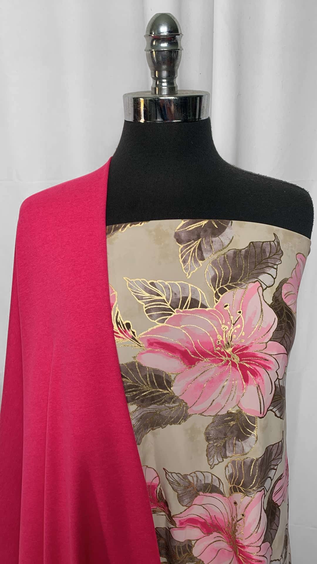 MAGENTA/FOIL FLORAL BUNDLE : 2YD Foil Floral N/S & 2YD Magenta Peached PF : A25813