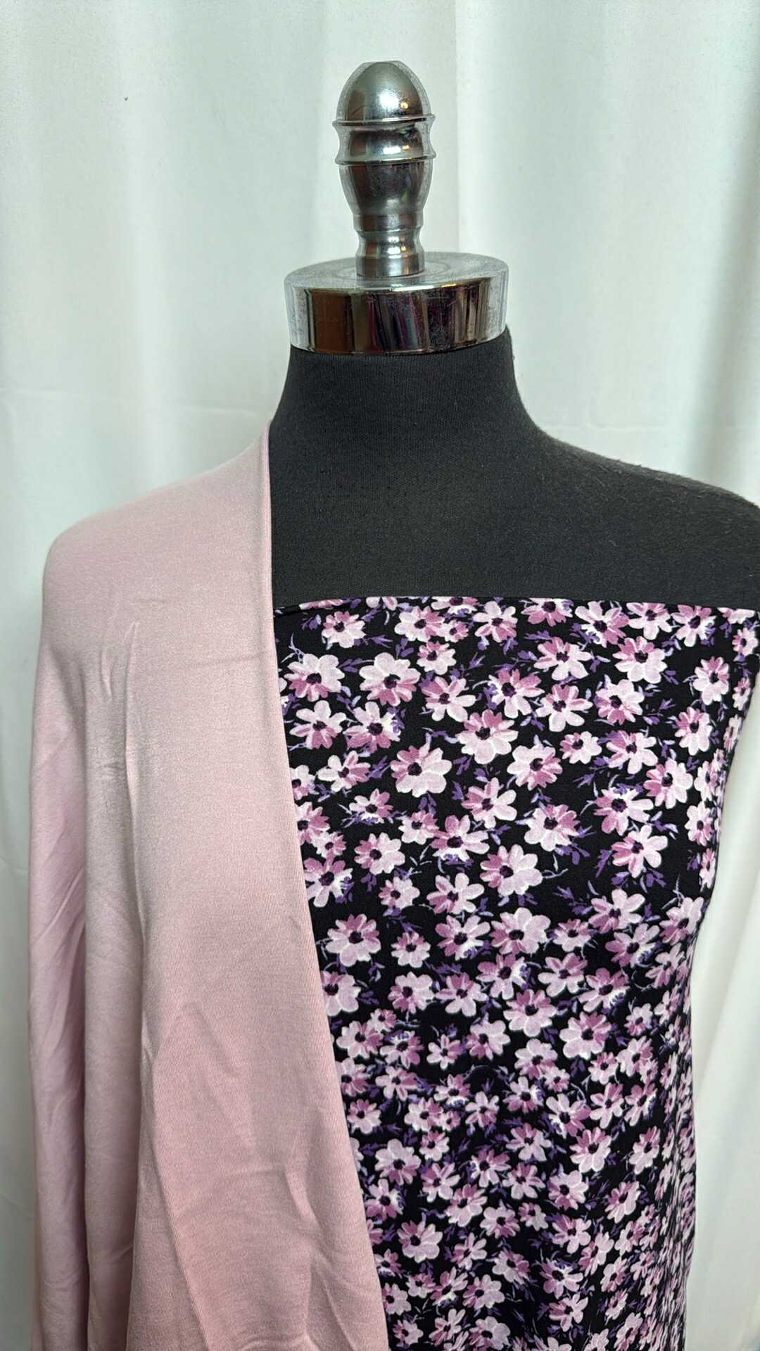 LIGHT PINK/FLORAL BUNDLE : 1YD Light Pink Modal Ponte & 2YD Floral DBP : A28092