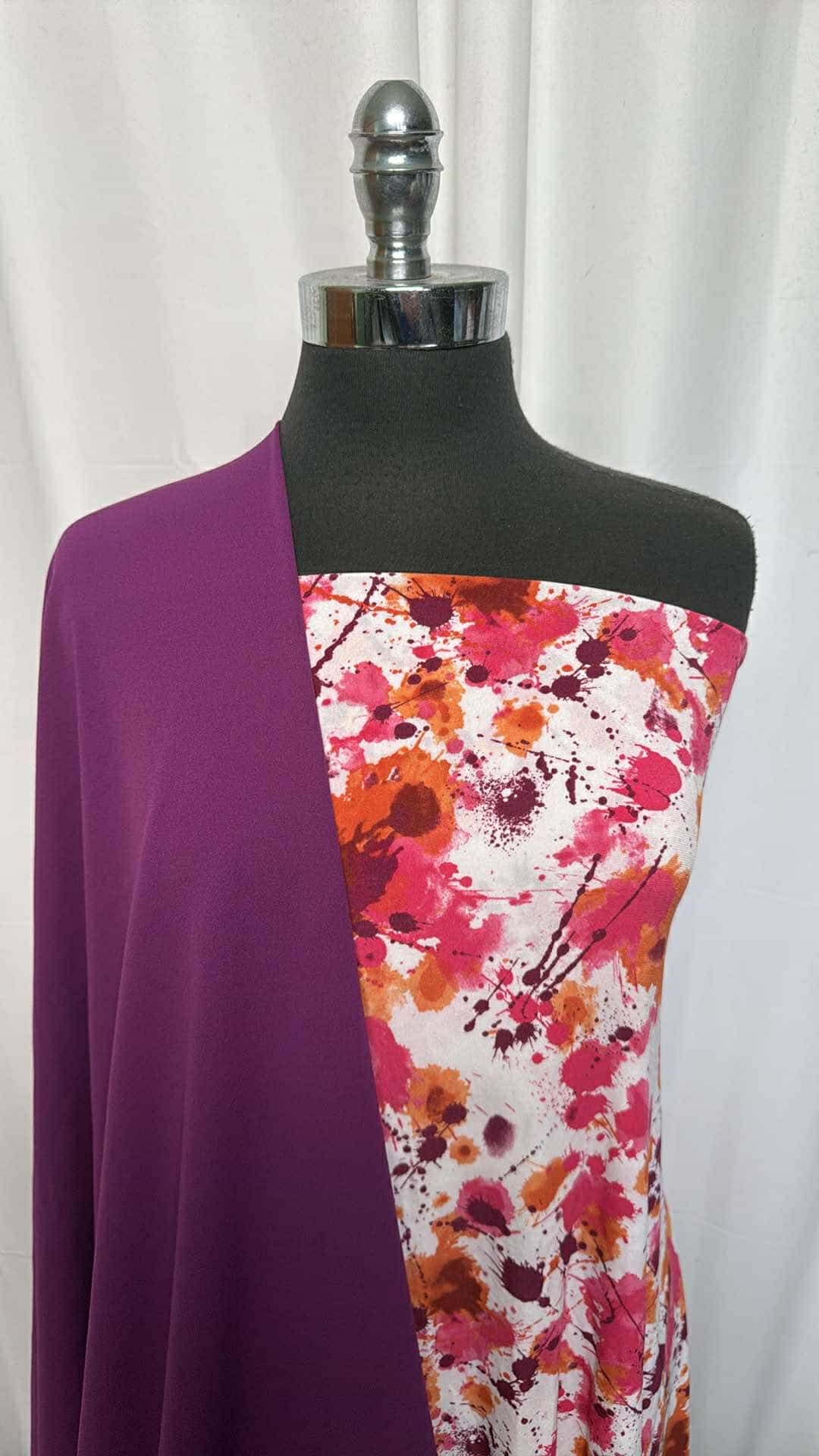 PURPLE/SPLATTER BUNDLE : 1+YD Splatter ITY & 2YD Purple Crepe Scuba : A26555