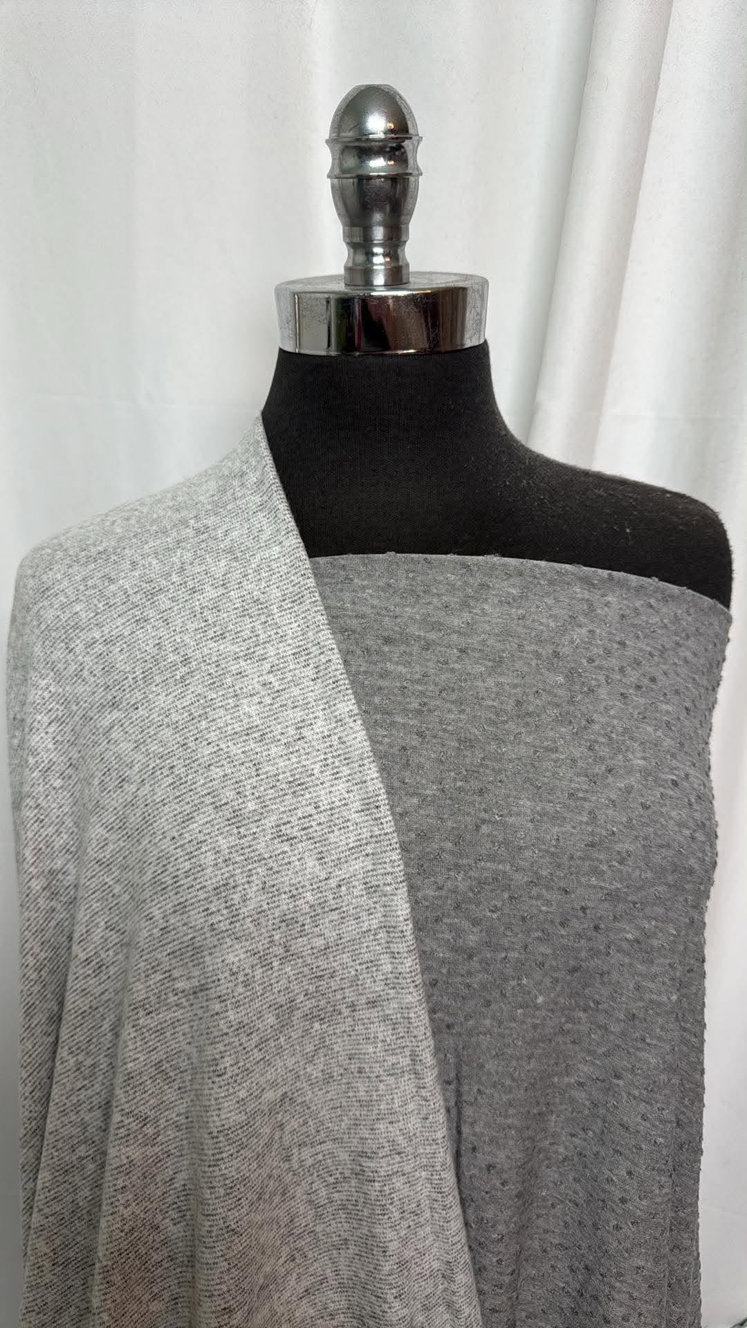 DOUBLE GREY BUNDLE : 2YD Grey Swiss Dot Jersey & 2YD Grey Brushed Hacci SK : A30705