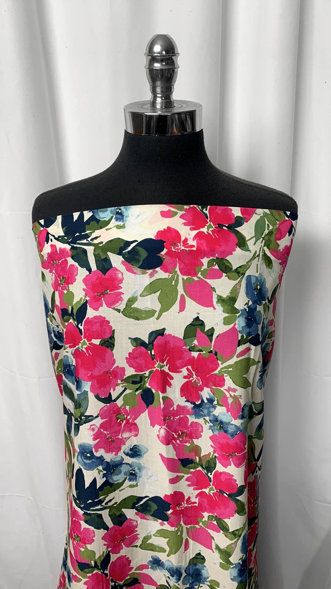 Floral/Tie Dye Single Border - Rayon Challis Woven - By the Yard