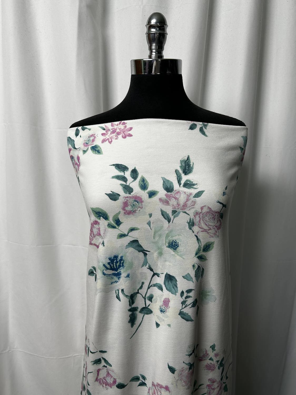 Ivory/Pink Floral - PRS French Terry - 2 Yard Cut