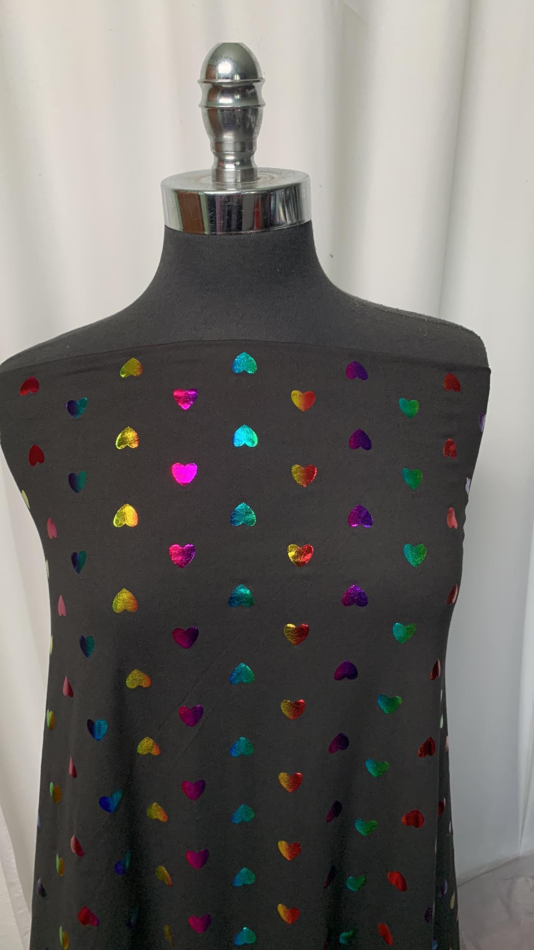 Foil Hearts - Double Brushed Poly Spandex - By the Yard