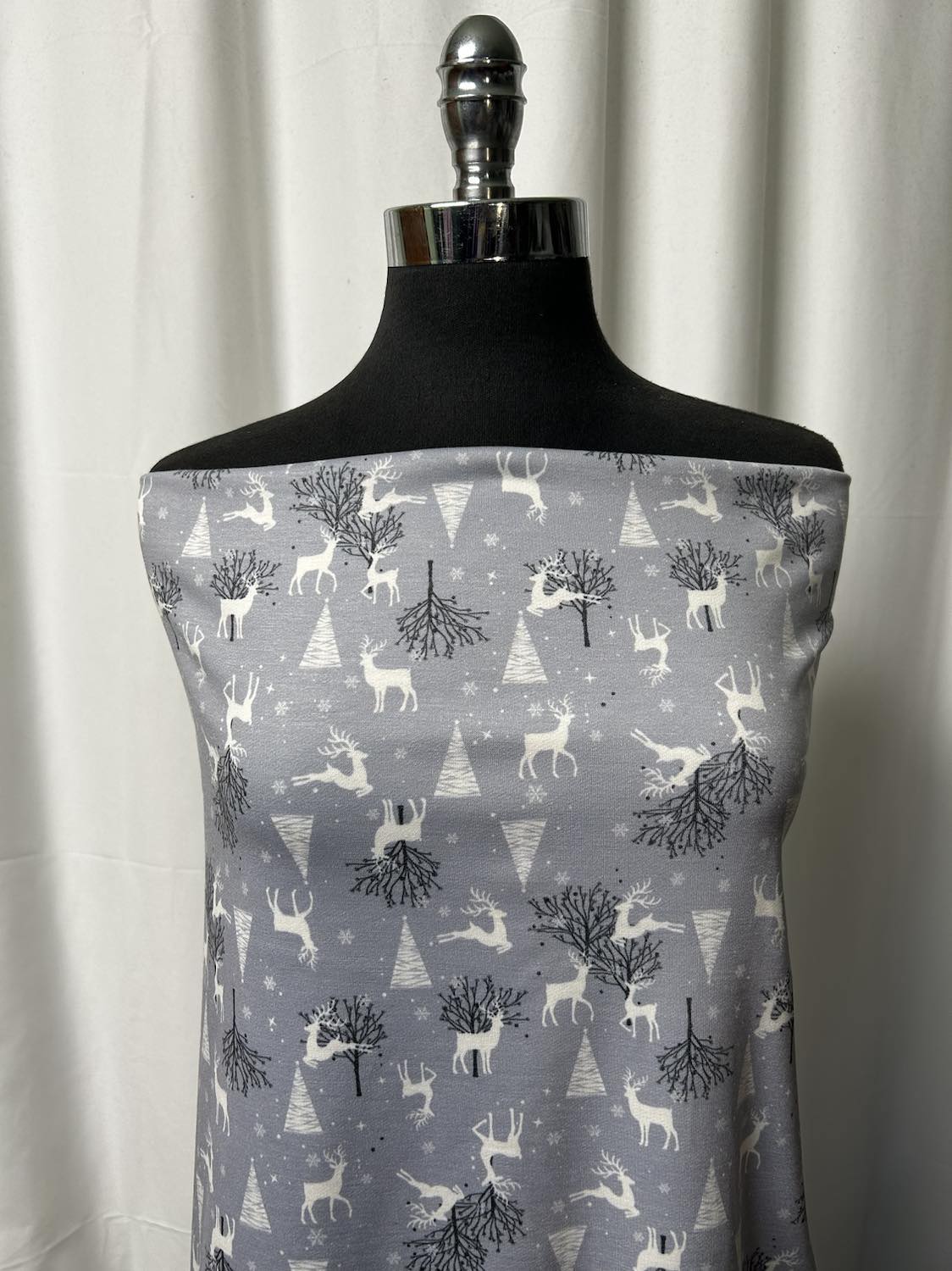 Silver Winter Deer - PRS French Terry - 2 Yard Cut
