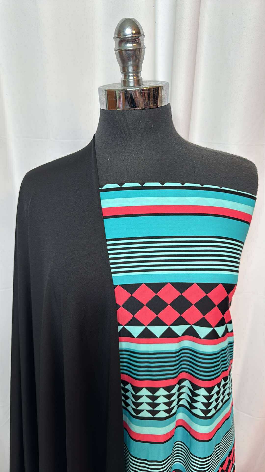 BLACK/GEO STRIPE BUNDLE : 2YD Black Top-Weight PF & 2YD Geo Stripe N/S : A27454