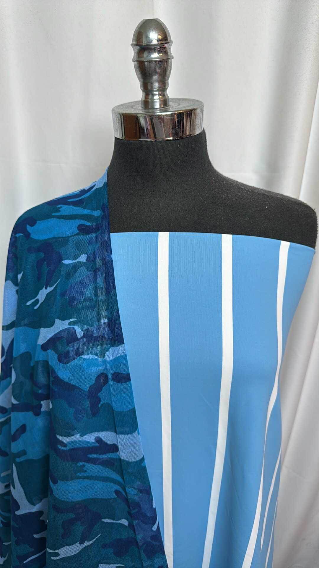 BLUE STRIPE/CAMO BUNDLE : 2YD Blue Stripe N/S & 2YD Blue Camo Stretch Mesh : A27828