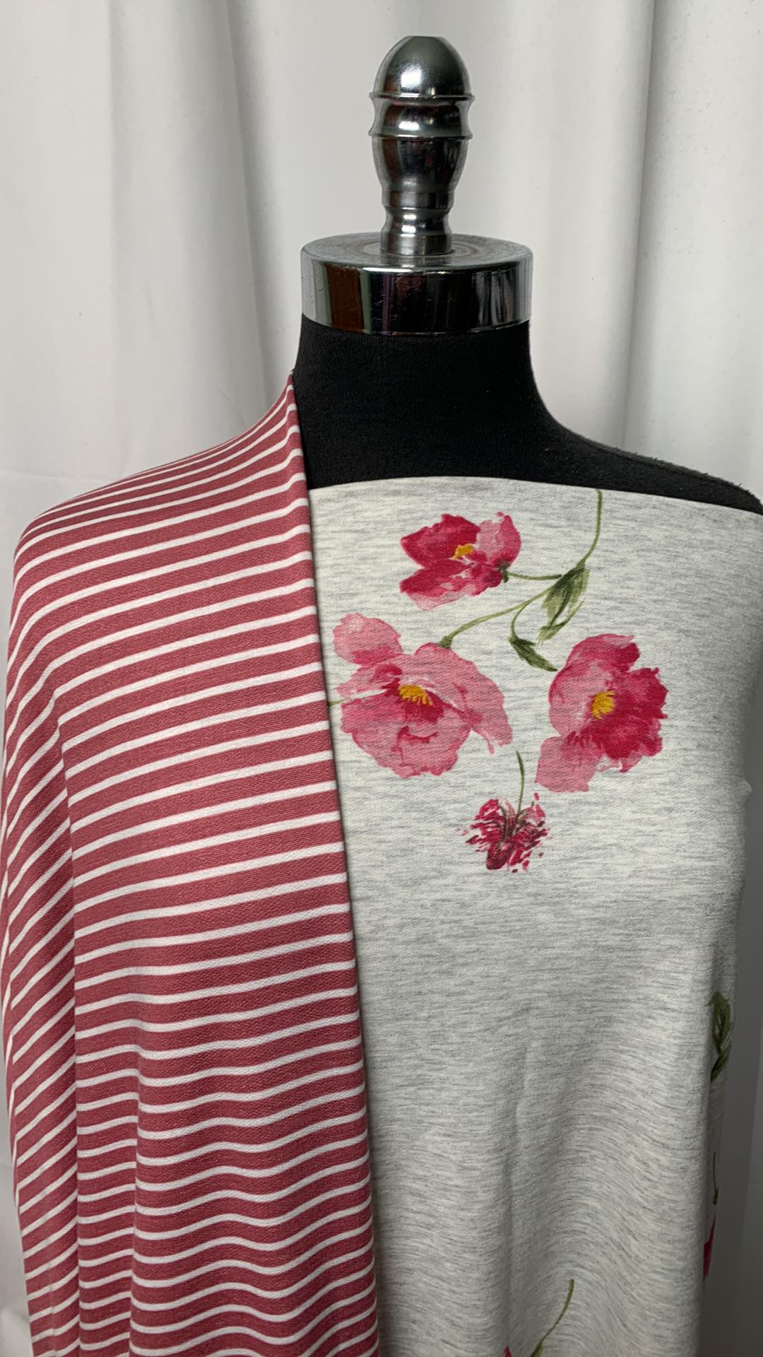 GREY FLORAL/STRIPE BUNDLE : 2YD Stripe PRS FT & 2YD Heather Grey Floral PRS FT : A1799