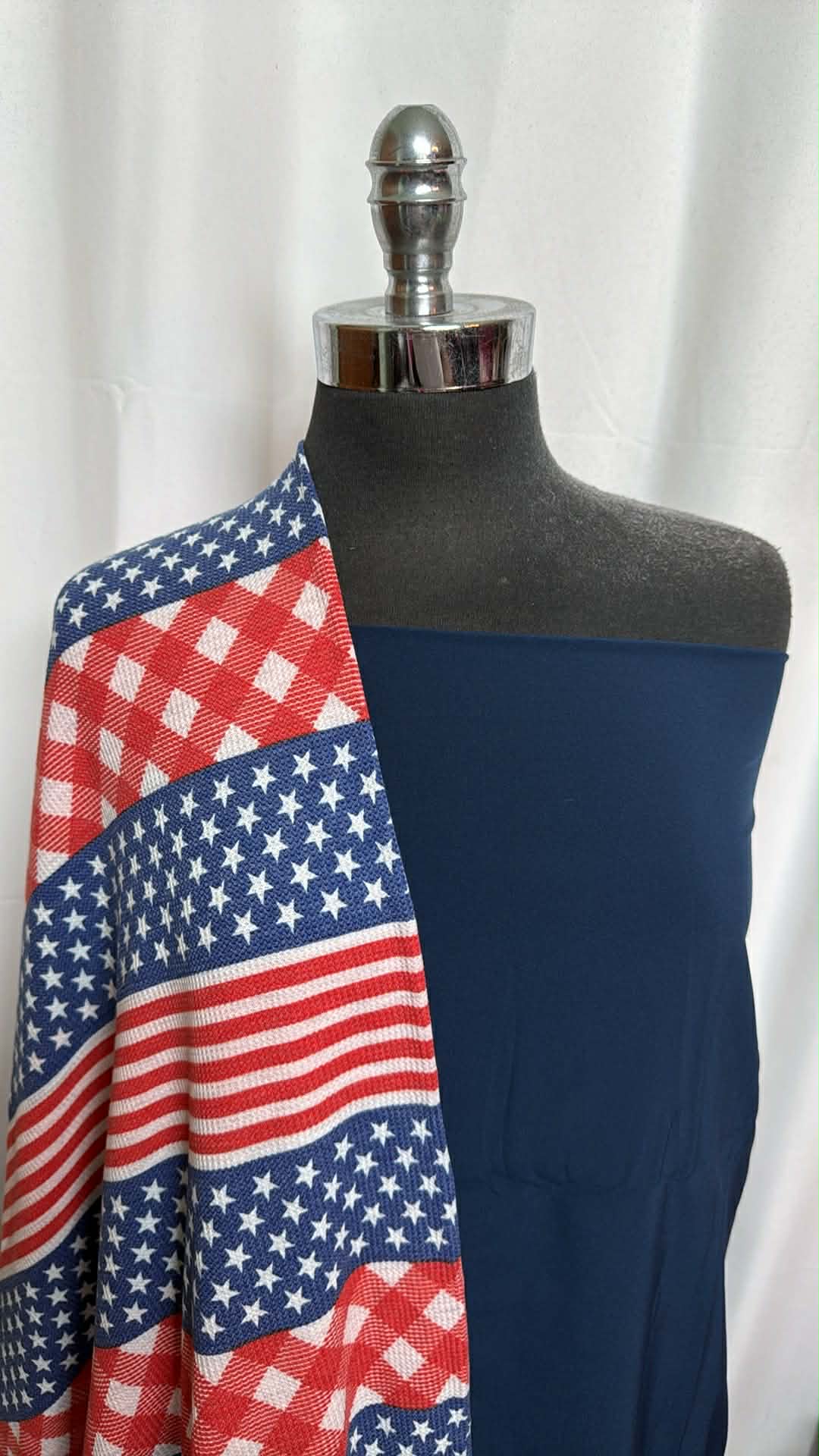 NAVY/PATRIOTIC STRIPE BUNDLE : 2YD Navy Microfiber Stretch Woven & 2YD Patriotic Stripe Thermal : A29684