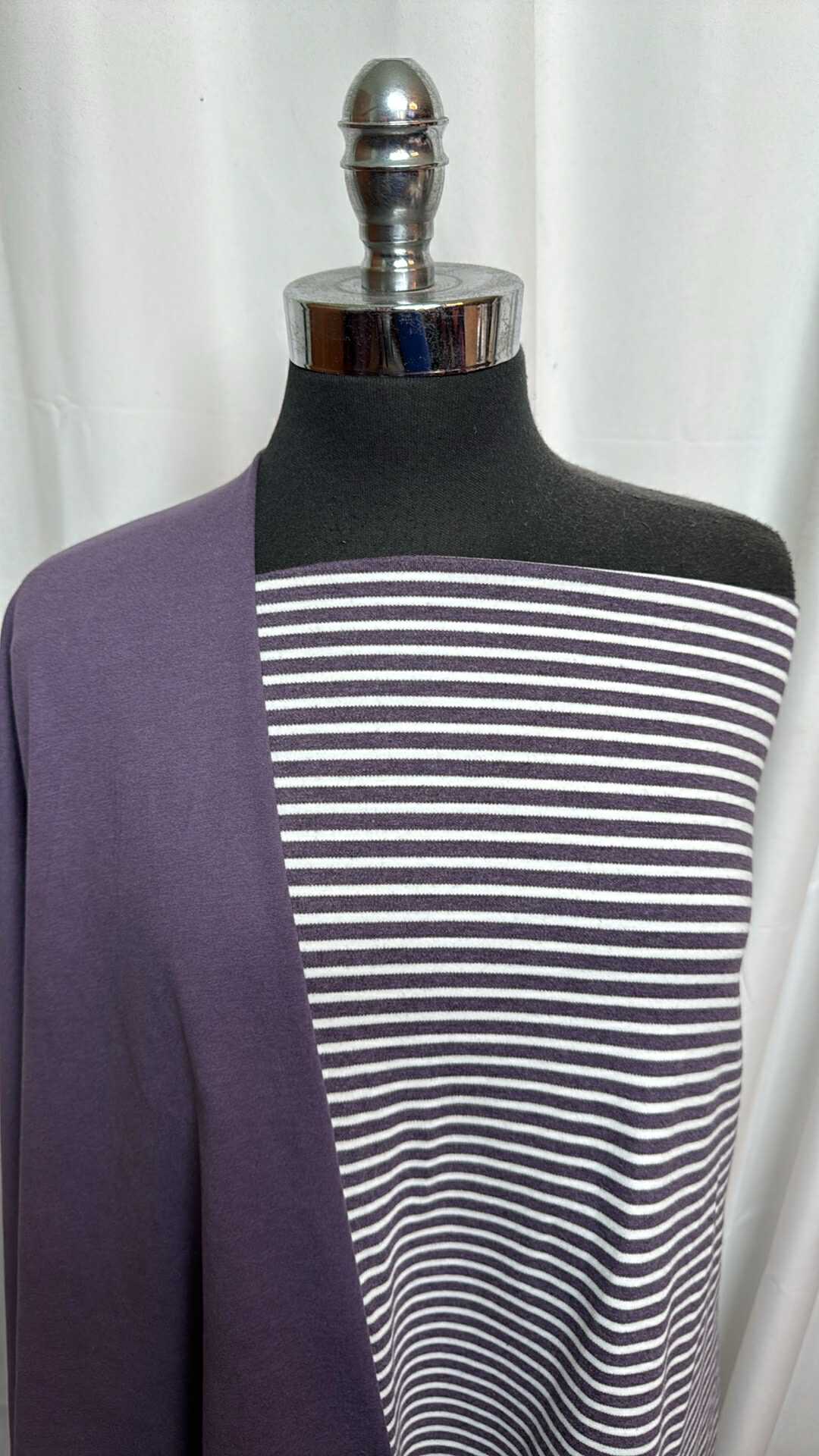 DUSTY PLUM/STRIPE BUNDLE : 2YD Stripe Organic C/S Interlock & 1YD Dusty Plum Peached PF : A28257