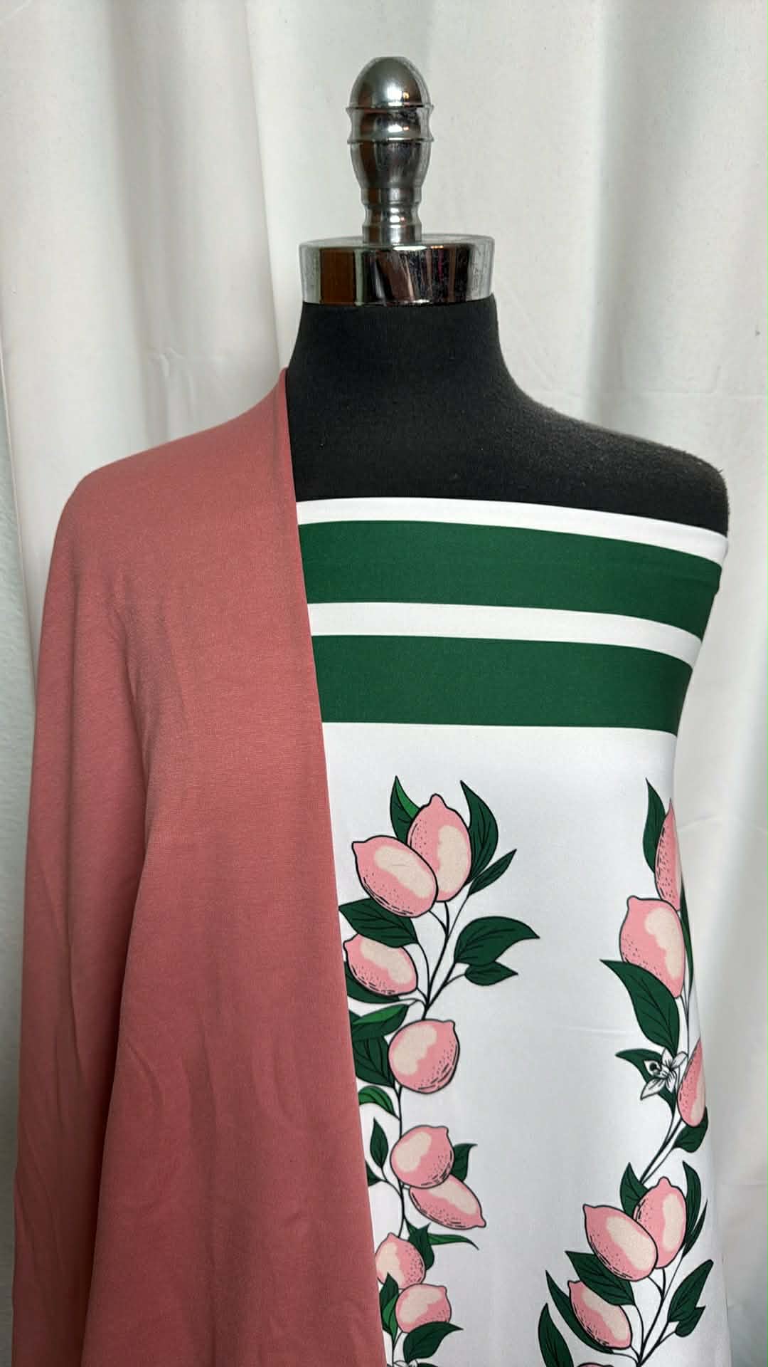 DOUBLE BORDER STRIPE BUNDLE : 2YD Double-Border Stripe Heavy Poly Woven & 2YD Solid Nylon Ponte : A29618