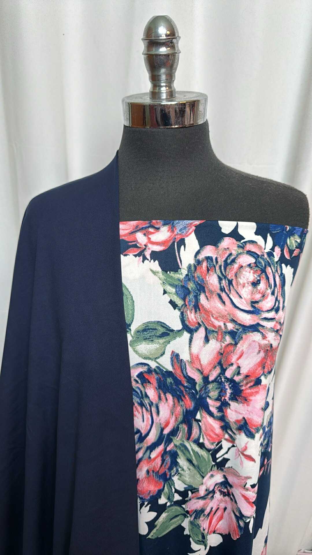 NAVY FLORAL BUNDLE : 3YD Navy Floral ITY & 3.5YD Navy Yoga PF : A28119