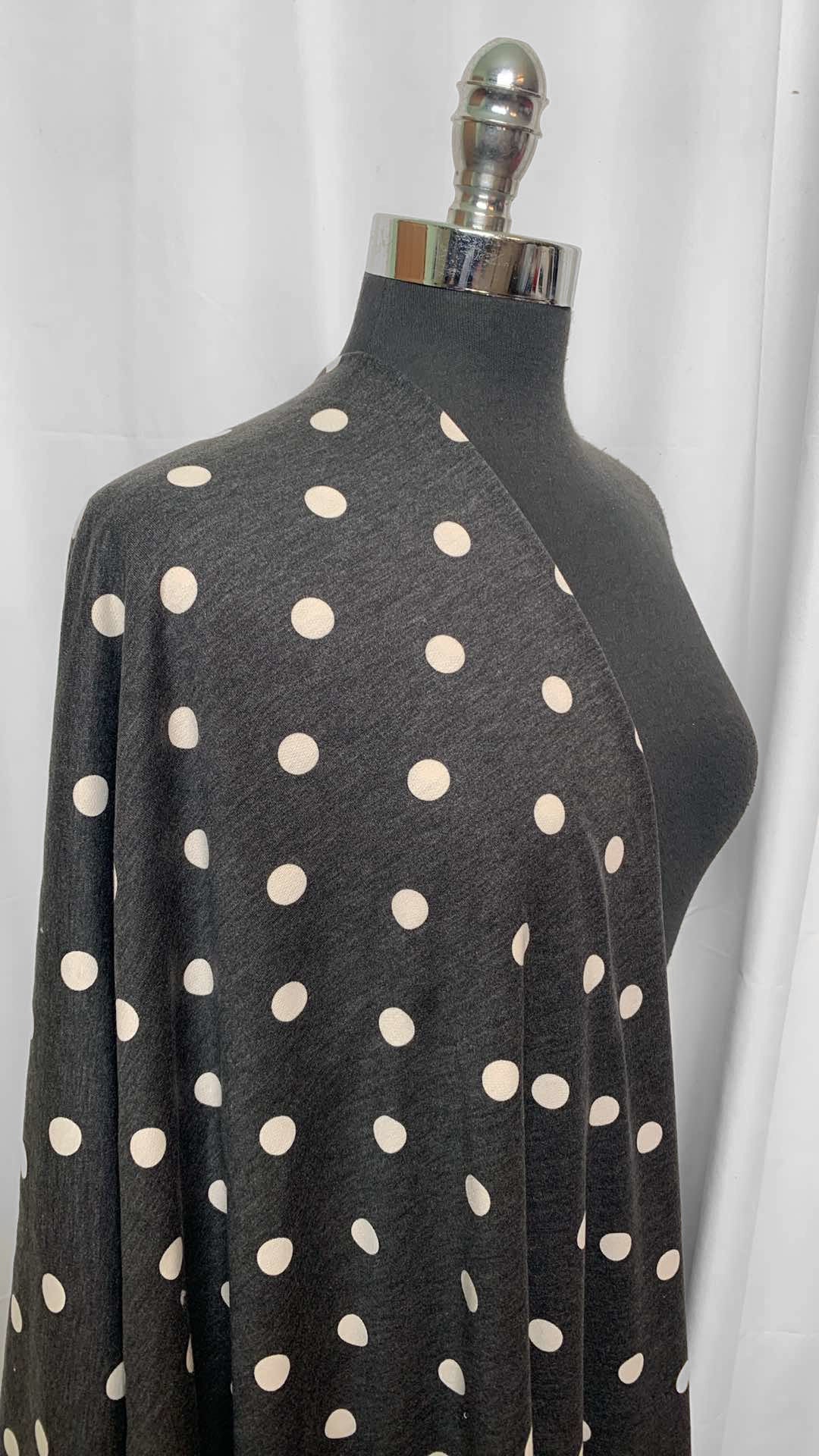 Charcoal/White Polka Dot - PRS French Terry - 2 Yard Cut