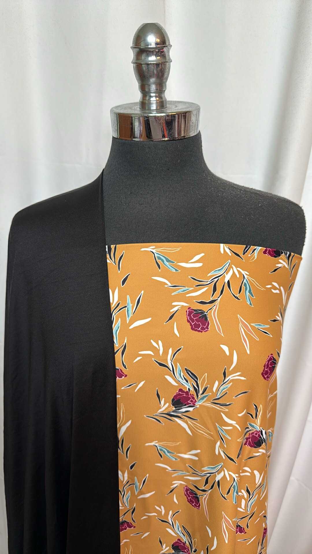 BLACK/GOLDENROD FLORAL BUNDLE : 2YD Black N/S & 2YD Goldenrod Floral Yoga PF : A27831
