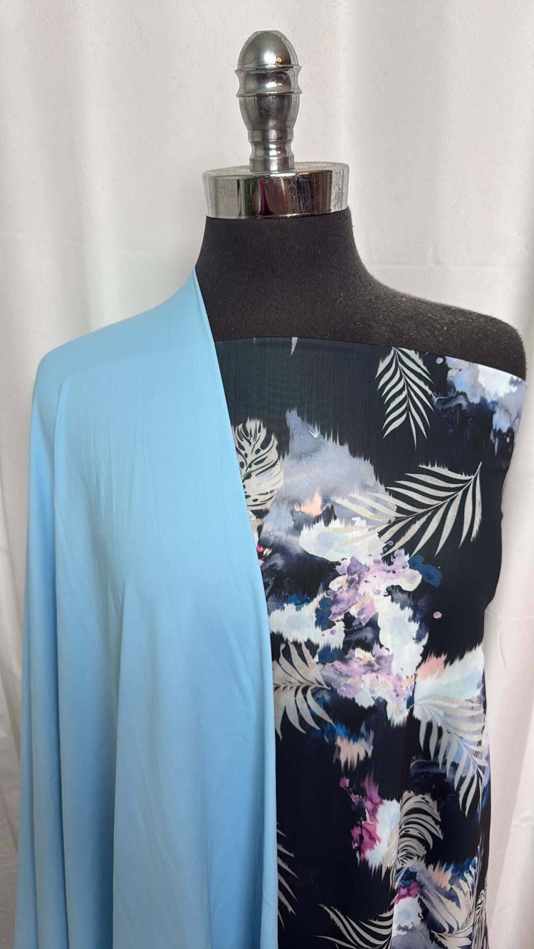 LIGHT BLUE/FLORAL BUNDLE : 1YD Floral N/S Swim & 1YD Light Blue N/S Swim : A30379