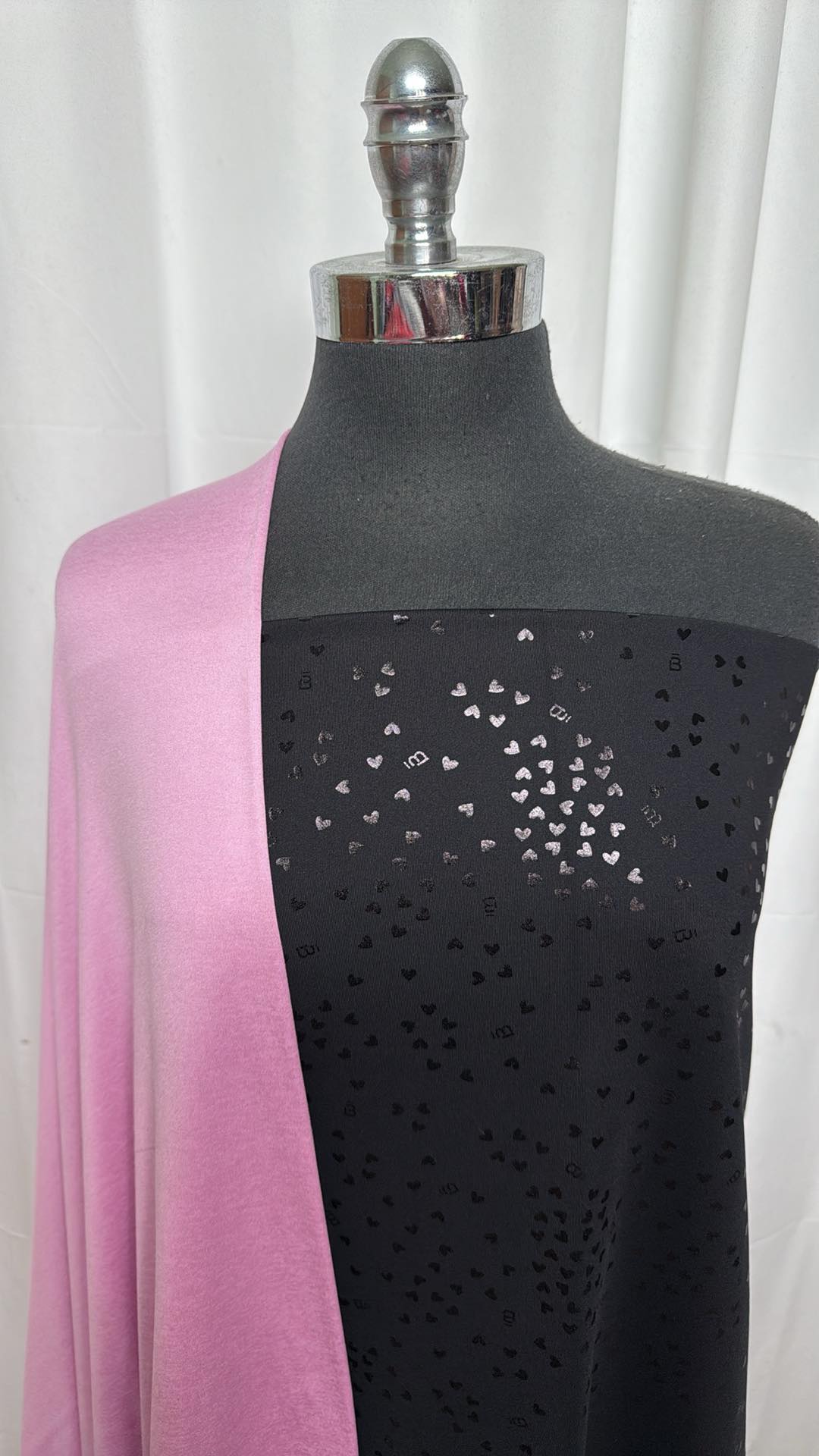 PINK/BLACK HEART BUNDLE : 2YD Pink Featherweight PF & 1+YD Black Heart Heavy PF w/Foil : A27066