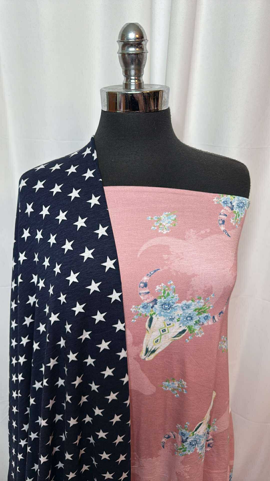 STAR/BULL BUNDLE : 2YD Pink Bull R/S & 2YD Navy Star R/S : A27458