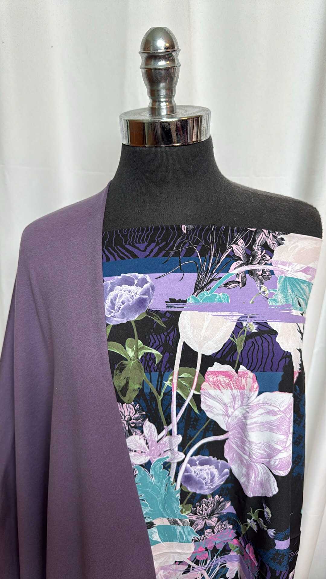 DUSTY PLUM/FLORAL BUNDLE : 1+YD Dusty Plum Peached PF & 1YD Floral Stretch Boardshort : A28217