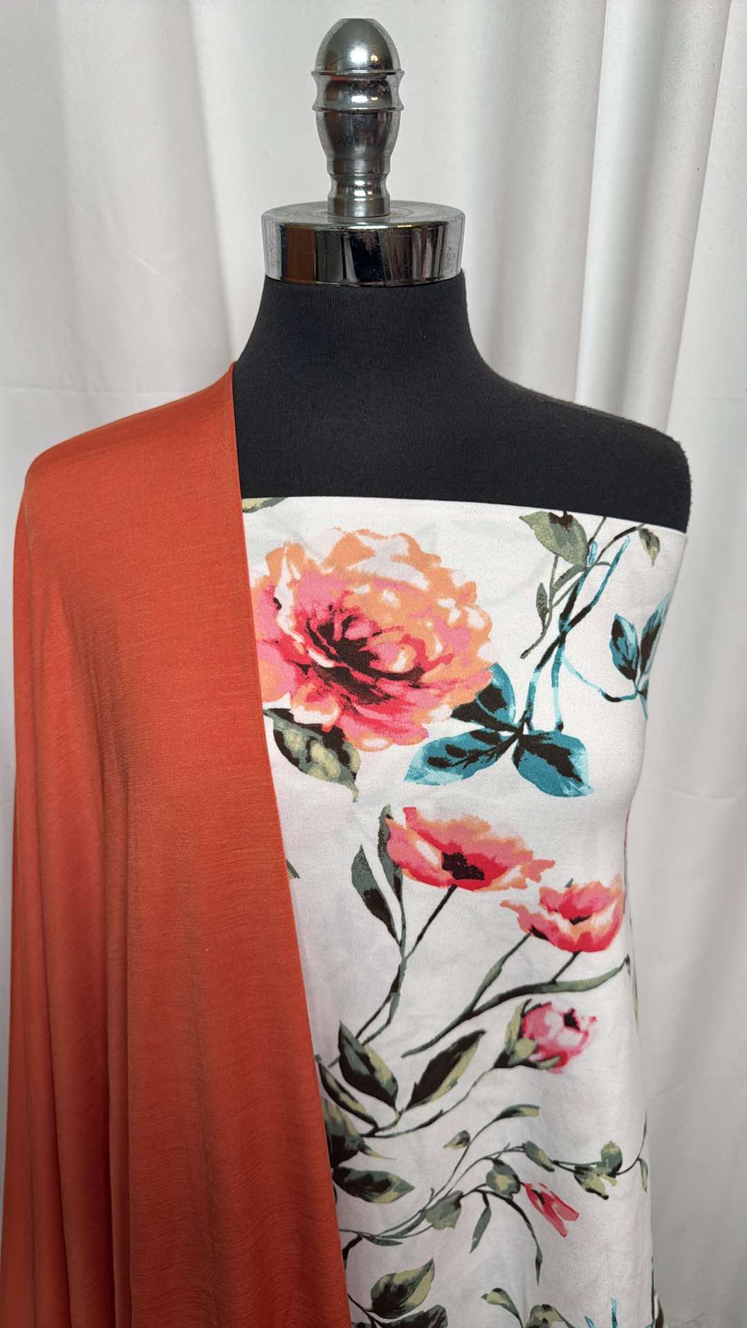 BURNT ORANGE/FLORAL BUNDLE : 2YD White Floral DBP & 2YD Burnt Orange ITY : A26382