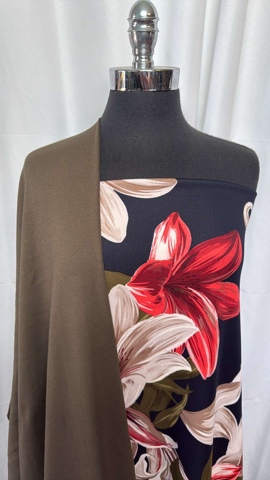 OLIVE/BIG FLORAL BUNDLE : 2YD Olive C/S Rib & 2YD Big Floral Scuba : A26132