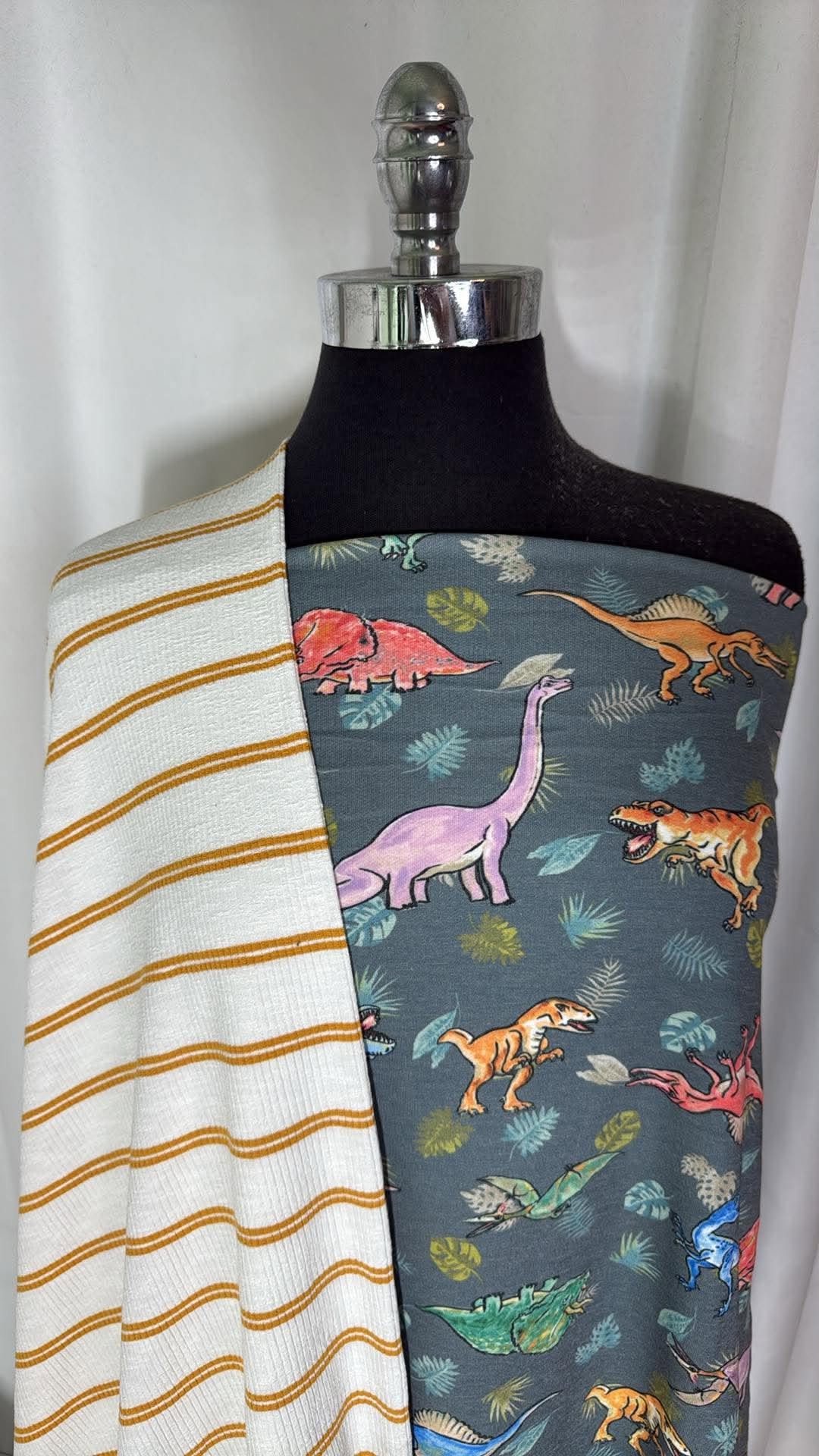 DINO/STRIPE BUNDLE : 1+YD Dino PRS FT & 2YD Stripe C/S Rib : A31142