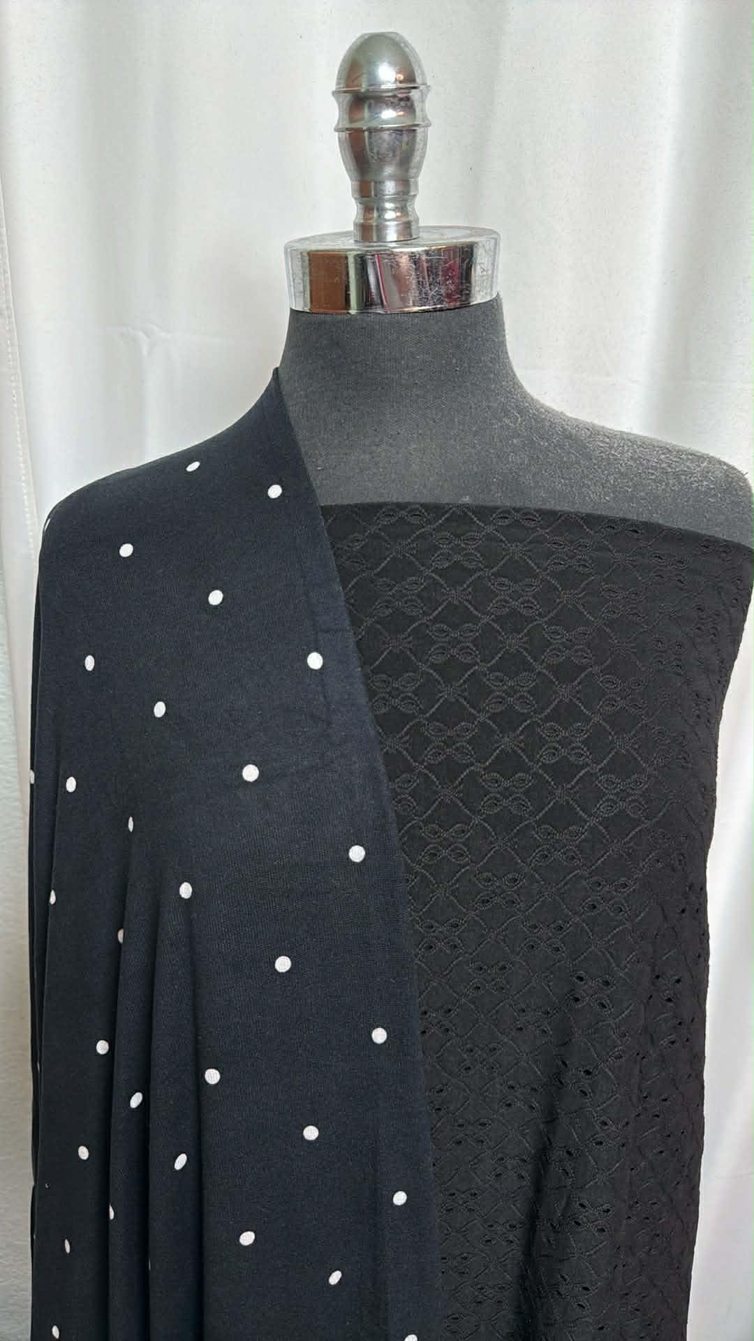 BLACK EYELET/DOT BUNDLE : 2YD Black Knit Eyelet & 2YD Dot Oakley SK : A29687